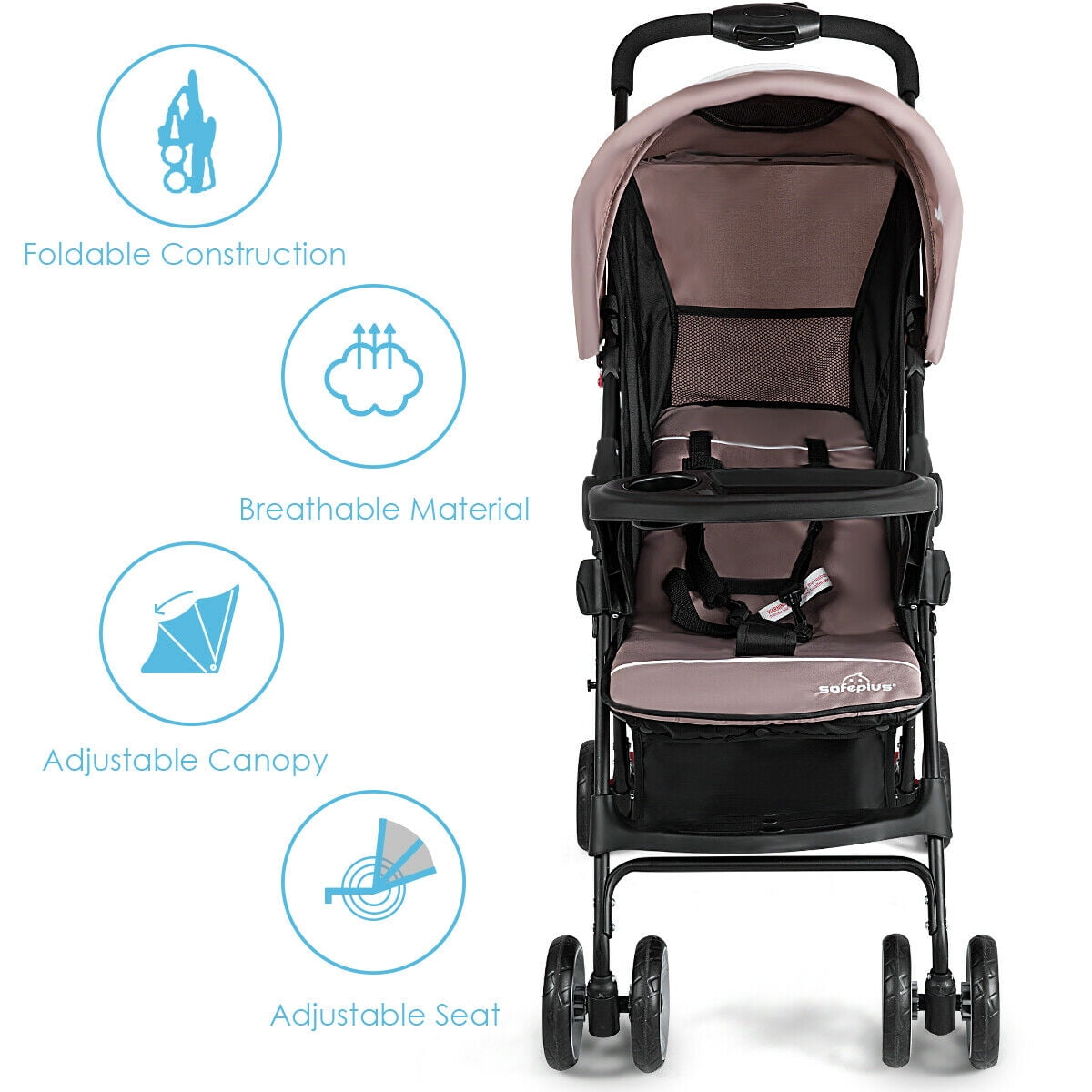 Costway Foldable Lightweight Baby Stroller Travel Pushchair 0-36 Months Age Group 13 lbs Coffee - Image 9