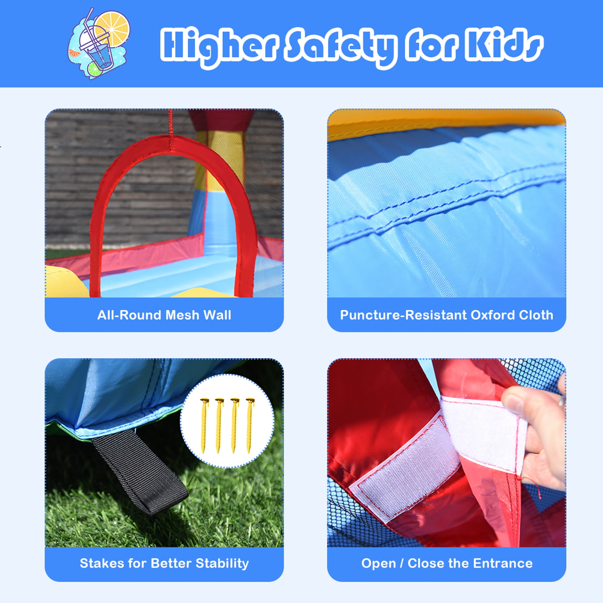 Costway Kid Inflatable Bounce House Castle Moonwalk Playhouse Jumper Slide - Image 3