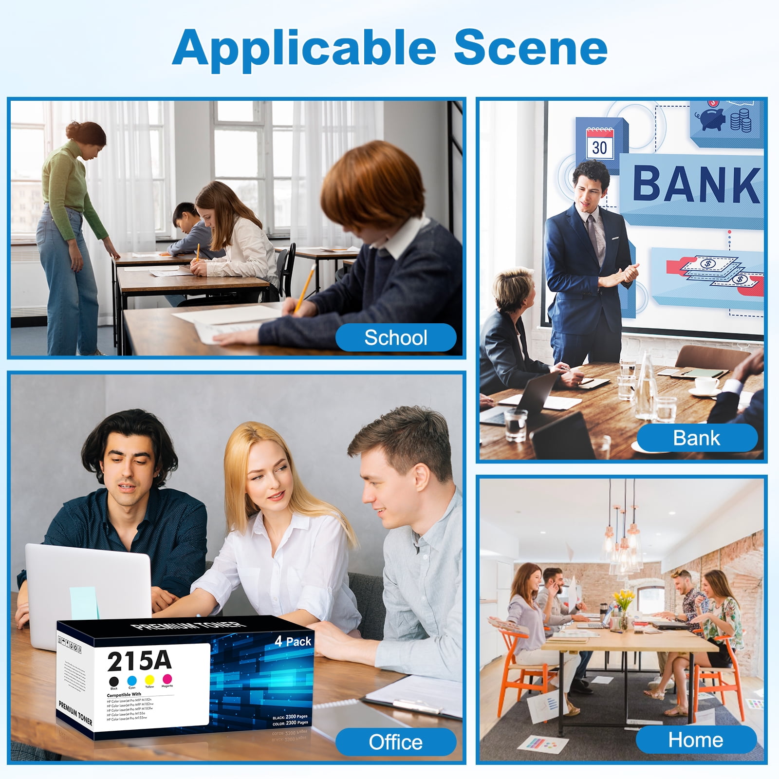 215A Toner Cartridges With Chip Compatible for HP 215A W2310A Color Pro MFP M182nw Laserjet MFP M183fw M182 M183 M155 Printers Ink, Pack of 4 - Image 4