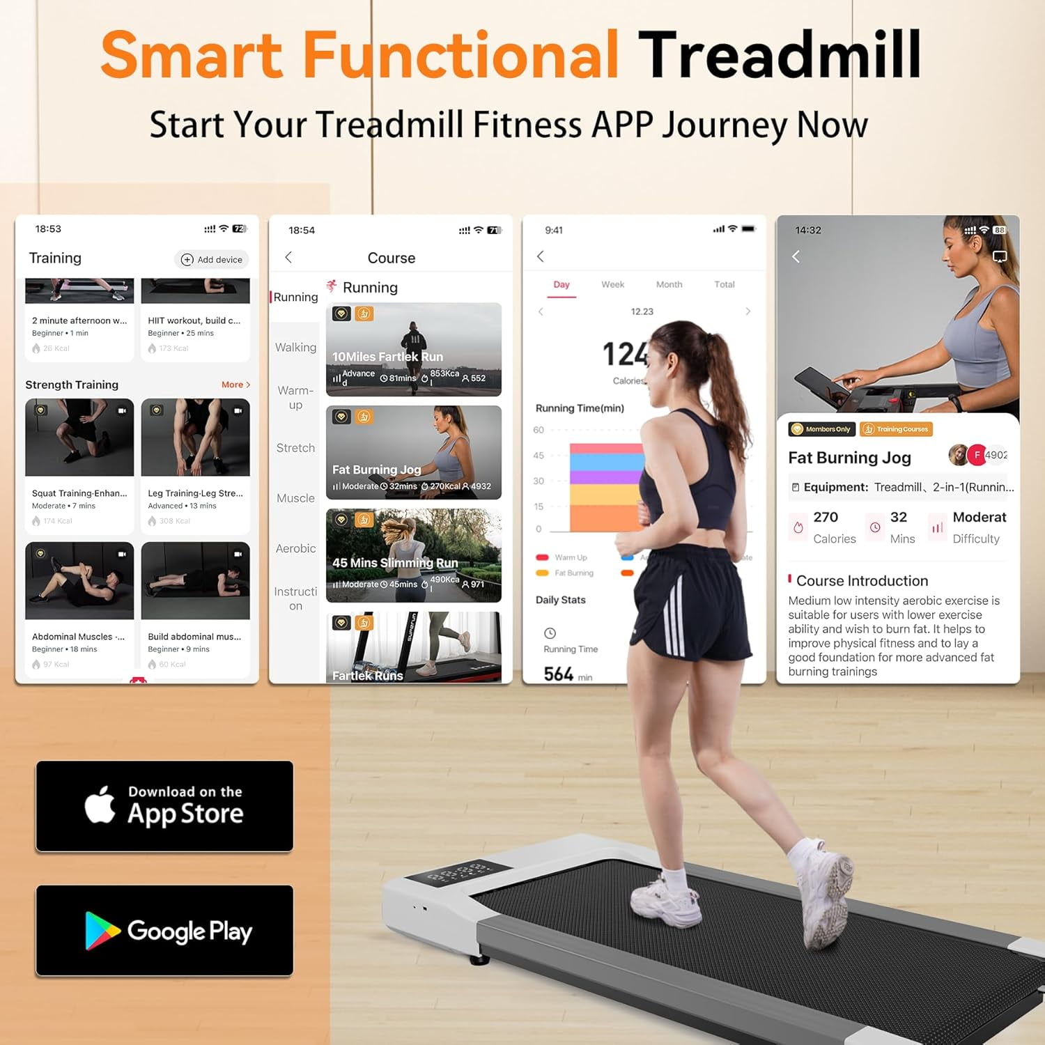 YDZJY Walking Pad Treadmill,Mini Portable Treadmill with App and Remote Control, 1.2 HP Quiet Walking Jogging Machine for Office Home Use, 165 Lbs Capacity - Image 4