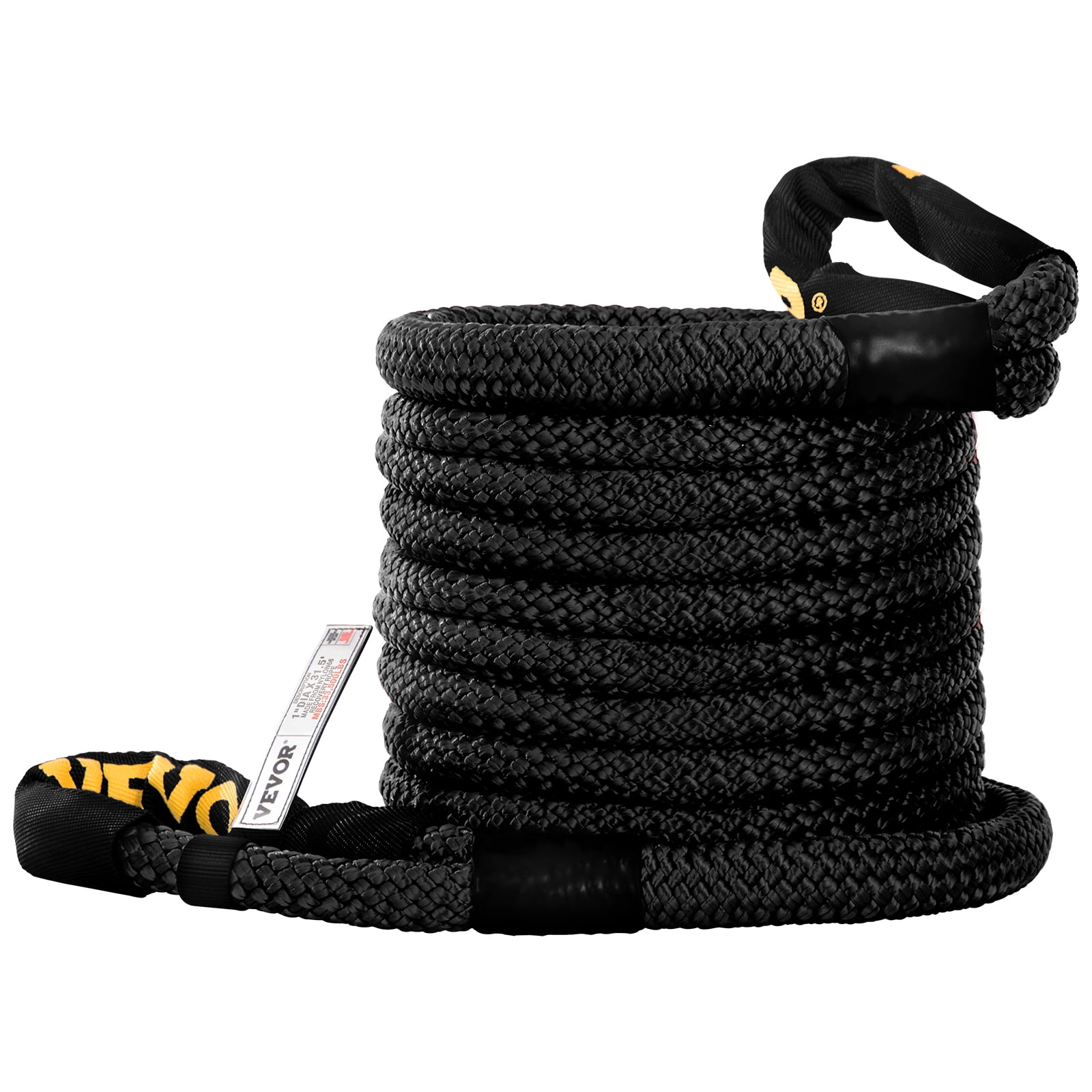 VEVOR 1" x 31.5' Recovery Tow Rope, 33,500 lbs, Heavy Duty Nylon Double Braided Kinetic Energy Rope w/ Loops and Protective Sleeves, for Truck Off-Road Vehicle ATV UTV, Carry Bag Included, Black - Image 9