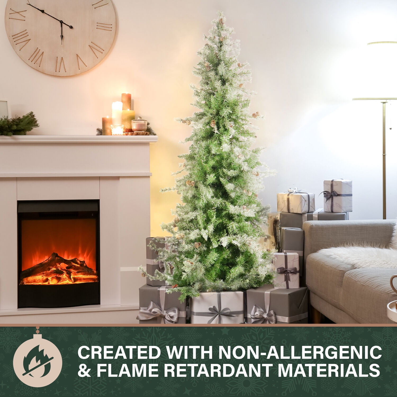 Fraser Hill Farm 7.5-Ft. Flocked Buffalo Fir Christmas Tree, FFBF075-0SN - Image 6