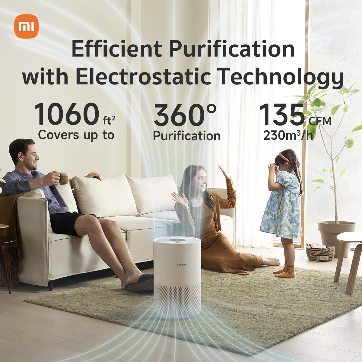 Xiaomi Smart Air Purifier for Home Bedroom up to 1060 Sq.ft with 3-in-1 HEPA Filter, Allergen Removal, Smart WiFi App,20dB Ultra Quiet Sleep Mode Air Cleaner for Pets Hair,Dust, Smoke - Image 9