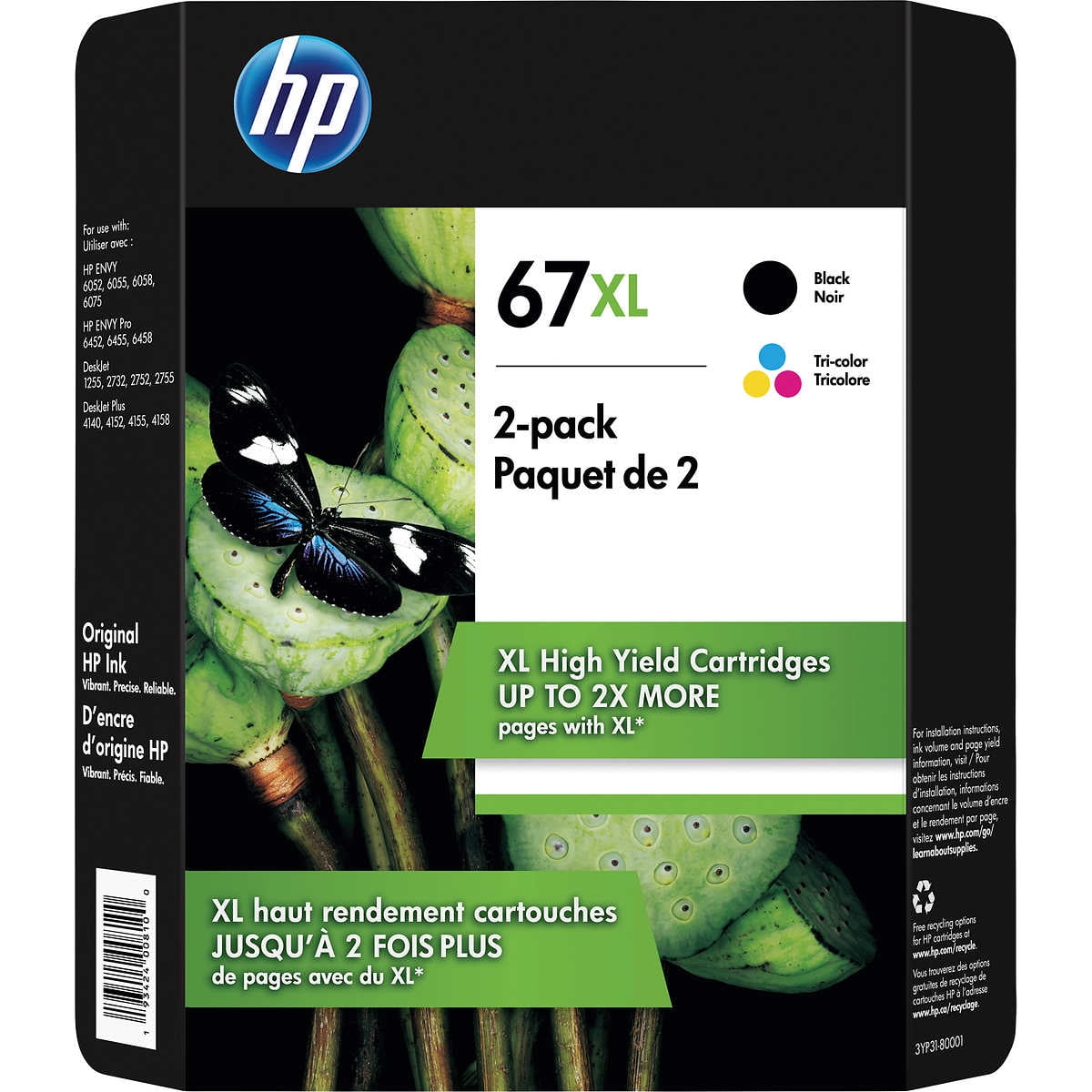 HP 67XL Black and Tri-Color (Yellow, Cyan, Magenta) Ink Cartridges Combo Original - Image 3