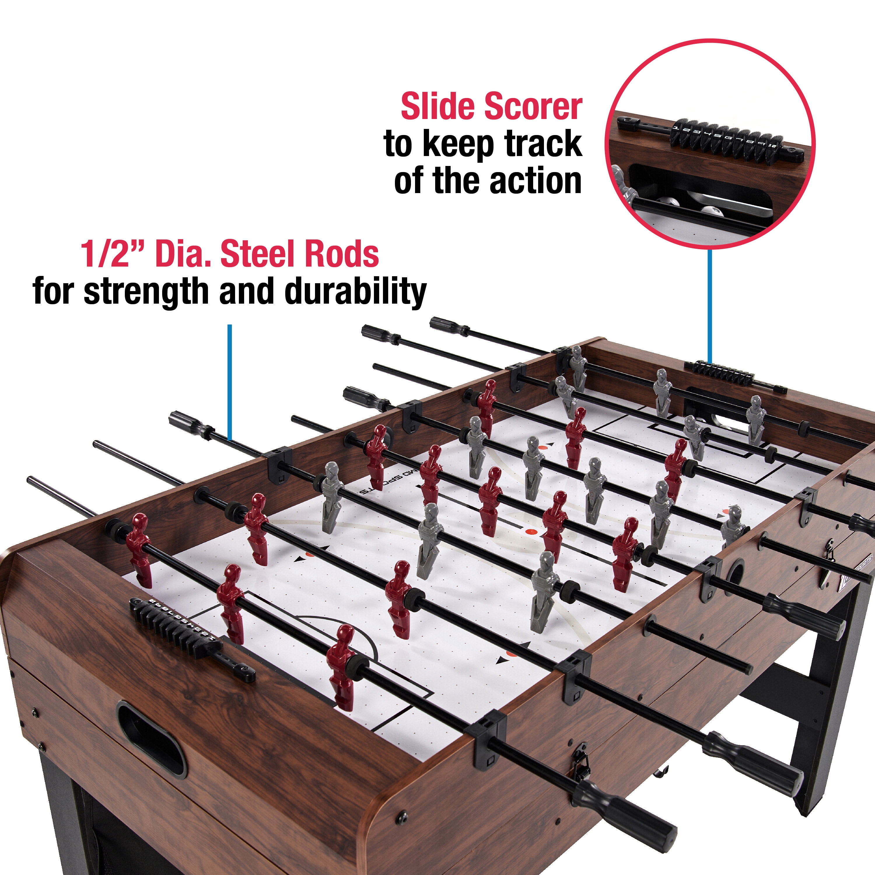 54" 4-in-1 Multi Game, Billiards, Table Tennis Pong Table, Air Hockey, Foosball, by MD Sports - Image 5