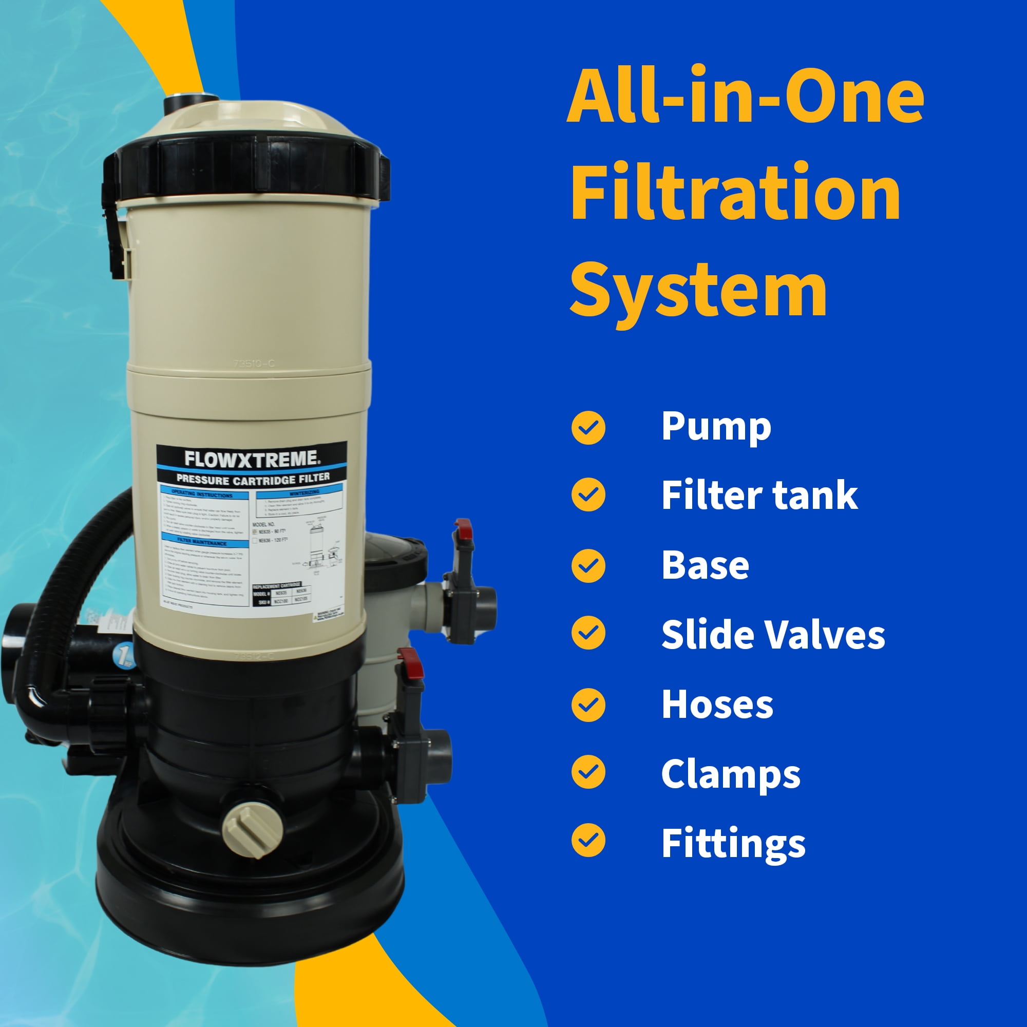 Blue Wave Hydromatic 90 SF Above Ground Pool Cartridge Filter System with 1 HP Pump - 1-HP - Image 2
