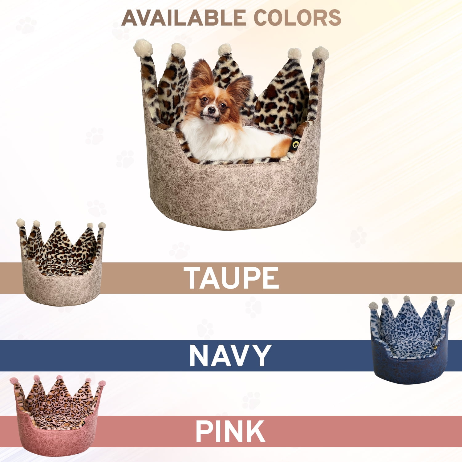 Precious Tails Luxury Leopard Print Crown-Shaped Bed for Small Dogs and Cats - Cozy, Stylish, and Plush Pet Bedding with Royal Design - Image 2