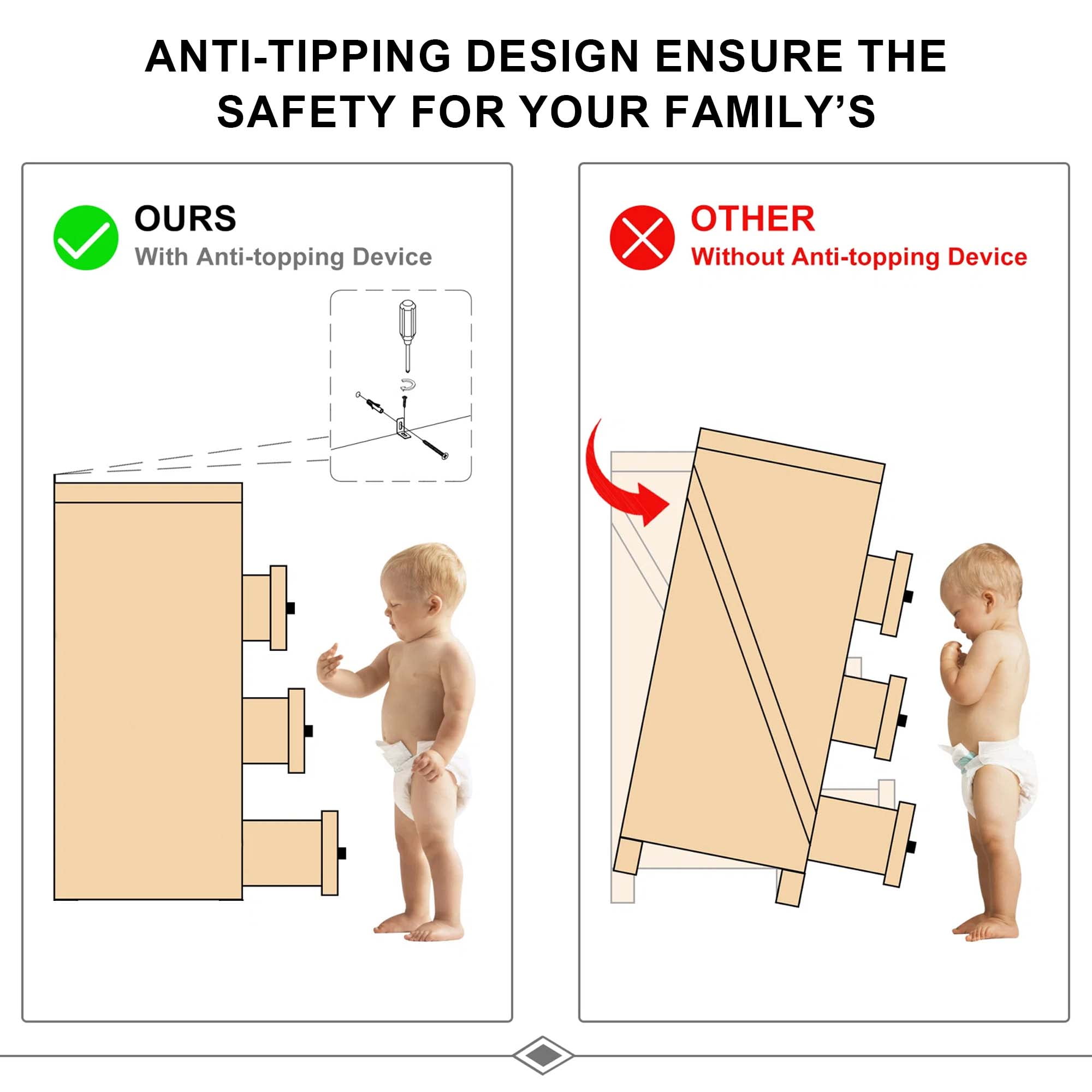 Aukfa Modern 6-Drawer Dresser Chest of Drawers Storage Cabinet for Bedroom Living Room, Black - Image 5