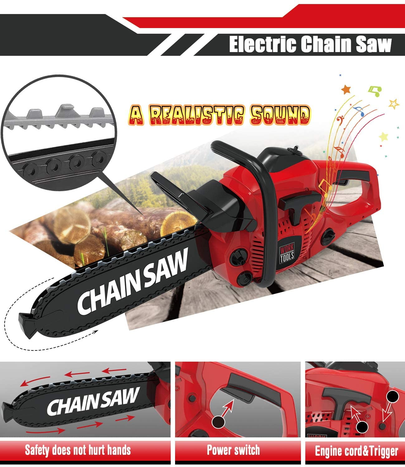 Exercise N Play Kids Power Tool Play Set W/ Electric Toy Drill Chainsaw Jigsaw Toy - Image 3