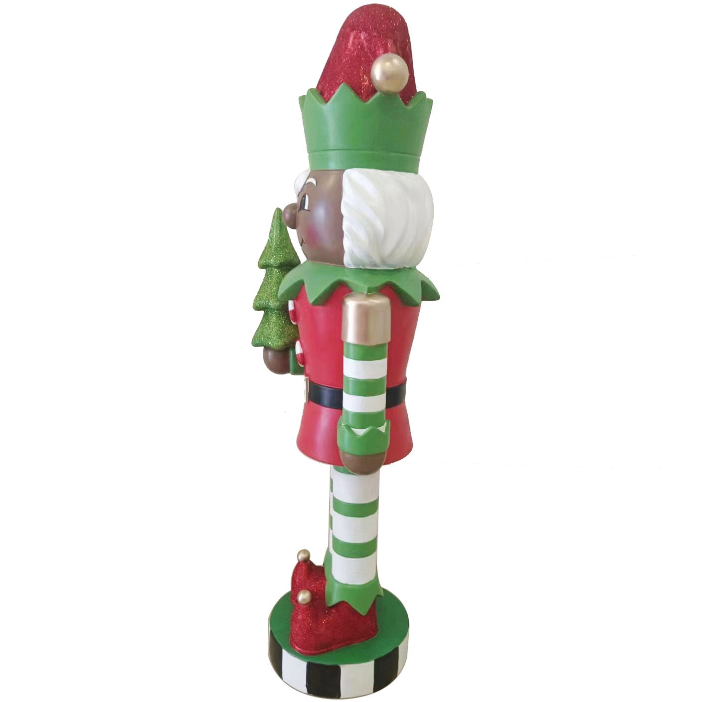 Fraser Hill Farm 48-inch African American Elf Nutcracker Figurine Holding Tree in Red/Green, FFMG048-0ELF-MLTAA - Image 6