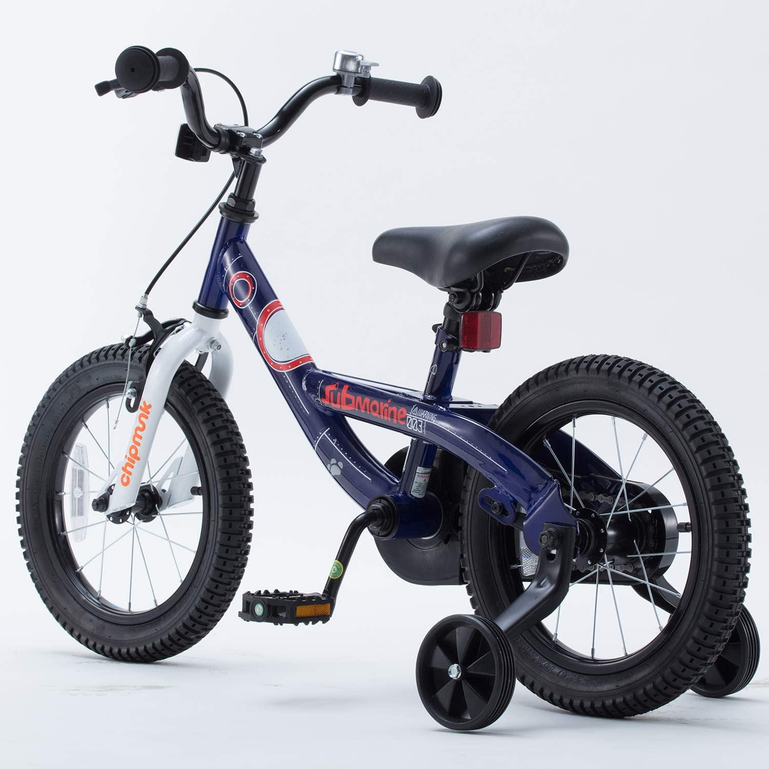 Royalbaby Chipmunk Boys Girls and Kid's Submarine Steel 18 In Bike with kickstand Navy Blue - Image 7