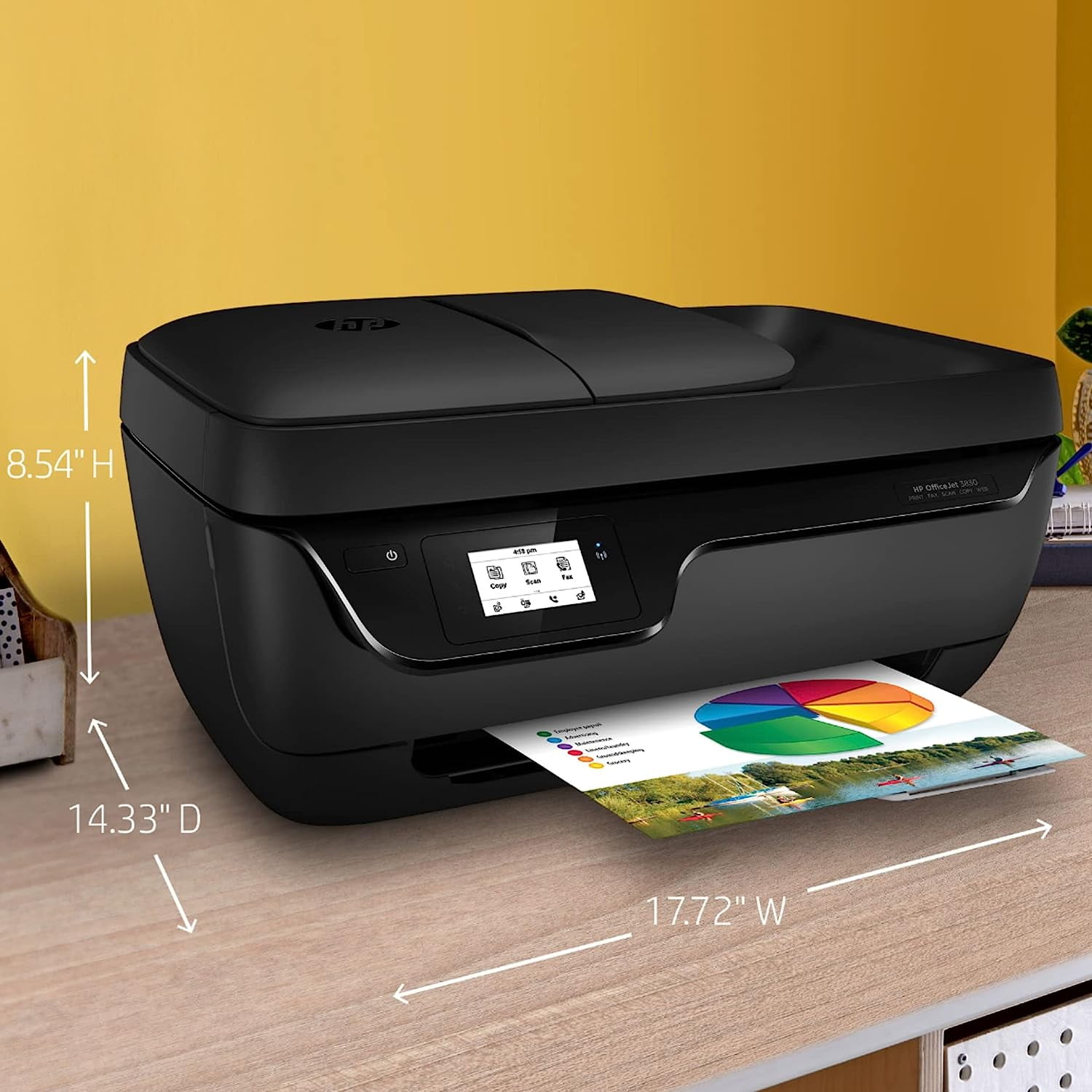 HP OfficeJet 3830 All-in-One Wireless Color Inkjet Printer,Black - Print Scan Copy Fax - 2.2" Touchscreen, 20 ppm,4800 x 1200 dpi, 35-Sheet ADF, Manual 2-Sided Printing, 4 feet USB Printer Cable - Image 5