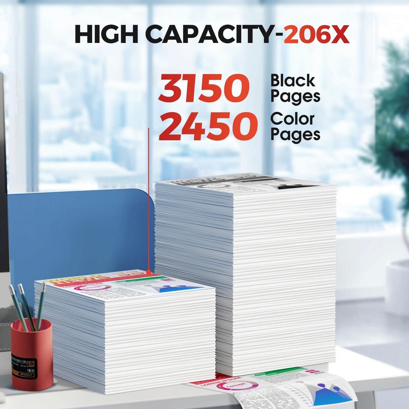 206A Toner Cartridge(With Chip)Compatible for HP 206A W2110A 206X W2110X for HP Color Pro MFP M283FDW M255DW M283CDW M283 M255 Printer Ink (Black Cyan Yellow Magenta, 4-Pack) - Image 5