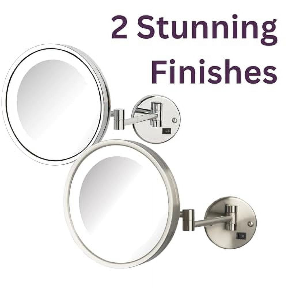 Jerdon Lighted Makeup Mirror - Hard Wired Wall Mount Magnifying Mirror with LED Lights - Polished Chrome Finish - 9.5-Inch Diameter - Model HL1016CLD - Image 4