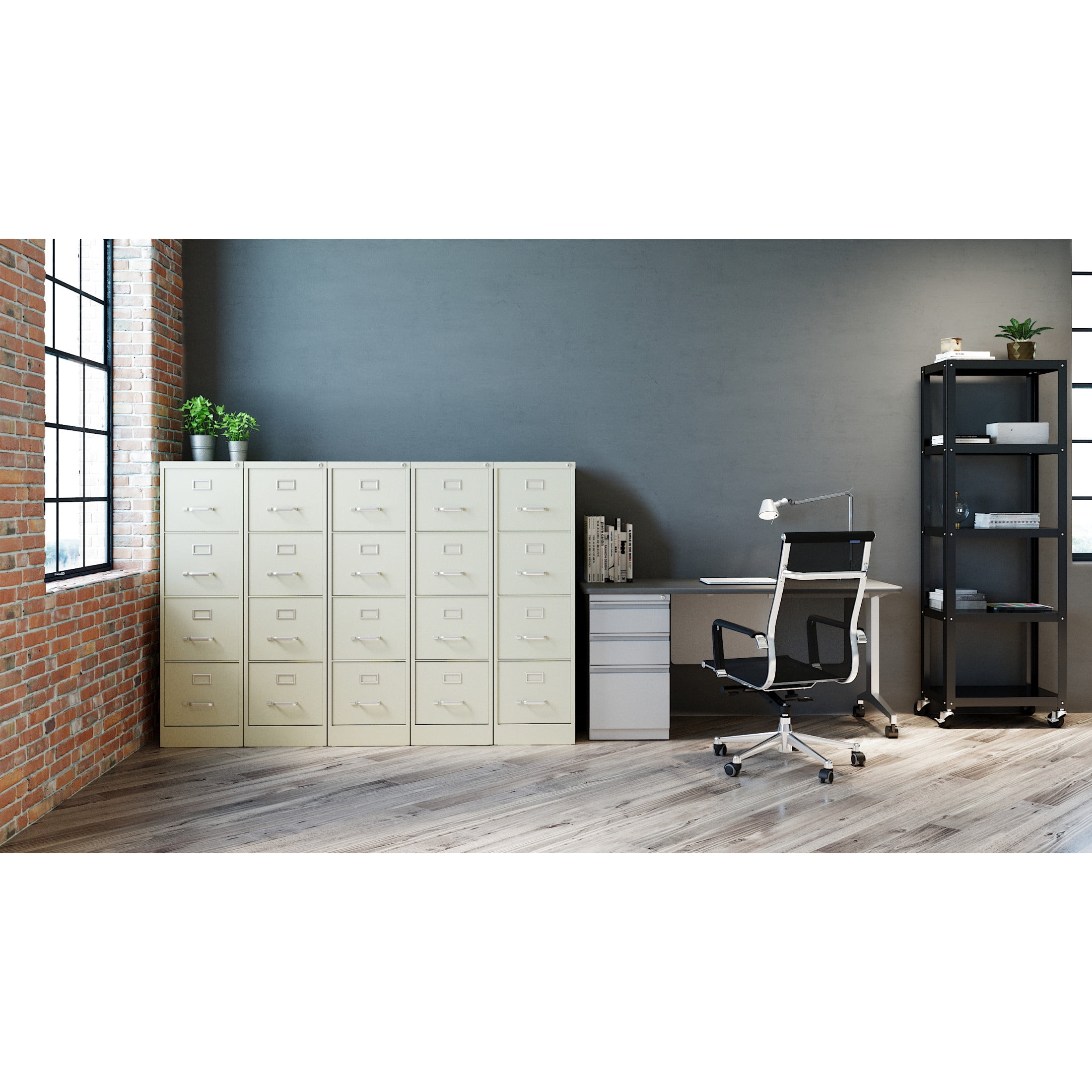 Hirsh 22" Deep 4 Drawer Letter Width Vertical File Cabinet, Commercial Grade, Putty - Image 4