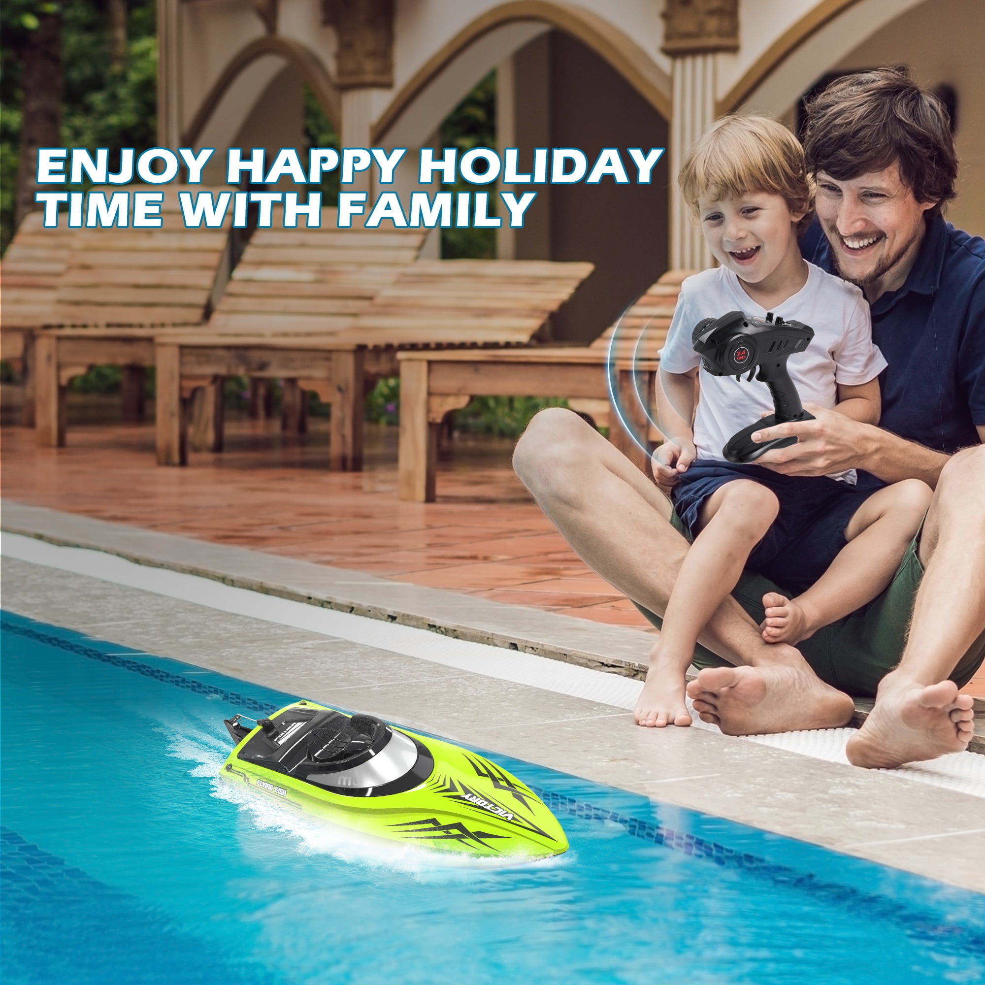 RC Boat-2.4GHZ Remote Control Boat with LED Lights and Alarm,With 3 Batteries 60+Min,High Speed RC Racing Boats for Lakes,Pool Toys for Kids & Adults,Green - Image 8