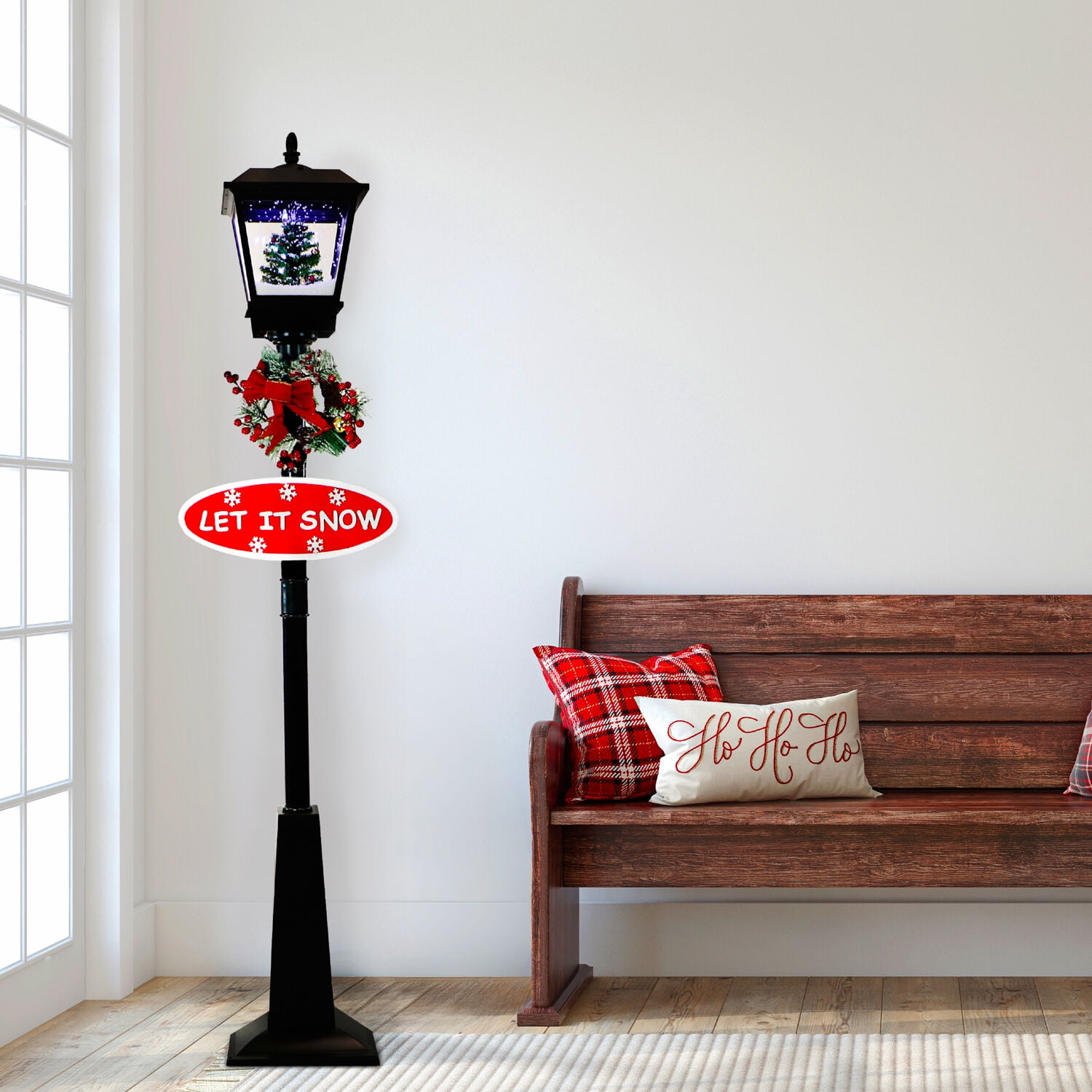 Fraser Hill Farm 5.9 ft Musical Snowy Christmas Street Lamp in Black, FSSL071A-BLK2 - Image 6