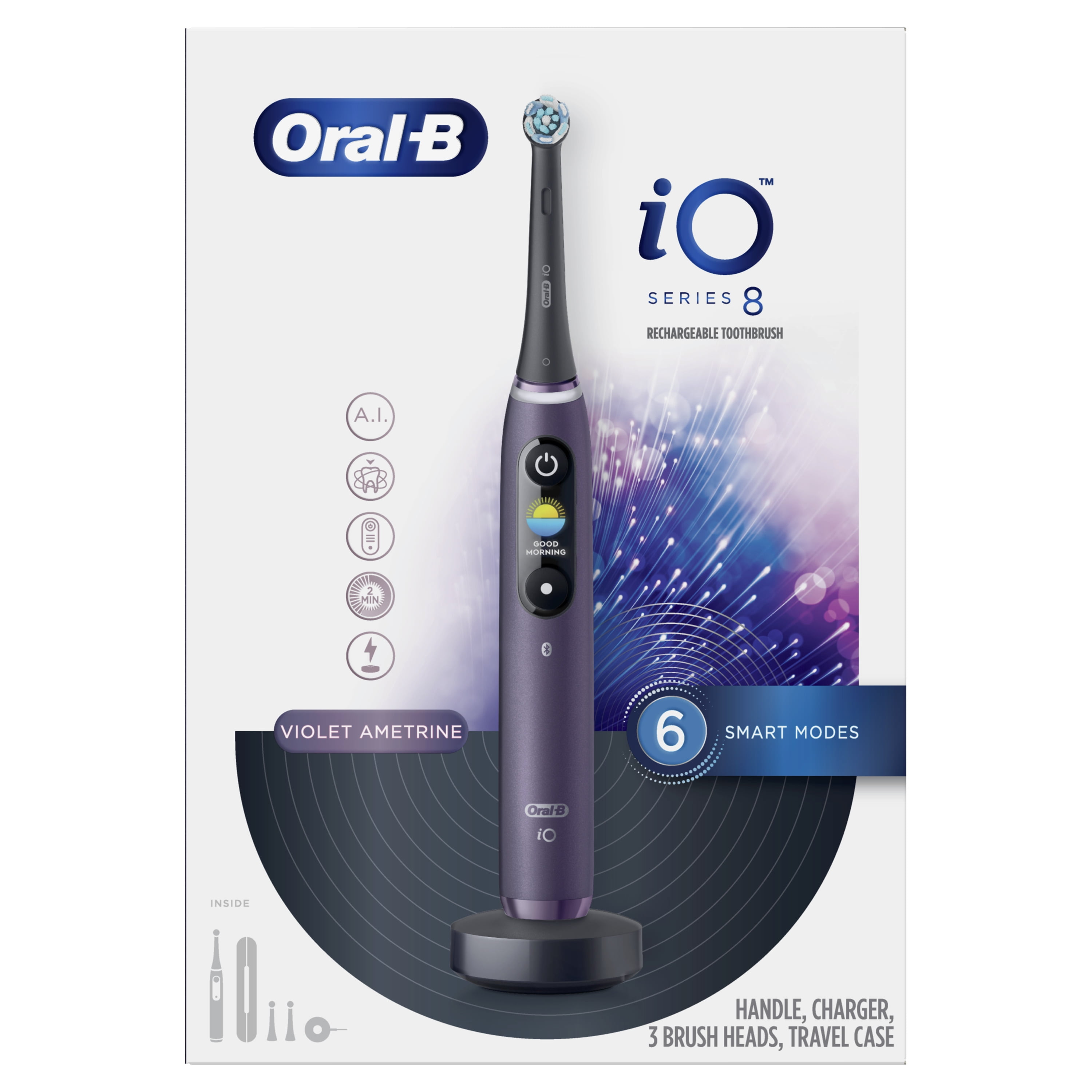 Oral-B iO Series 8 Electric Toothbrush with 3 Brush Heads, Violet Ametrine, for Adults and Children 3+. - Image 8