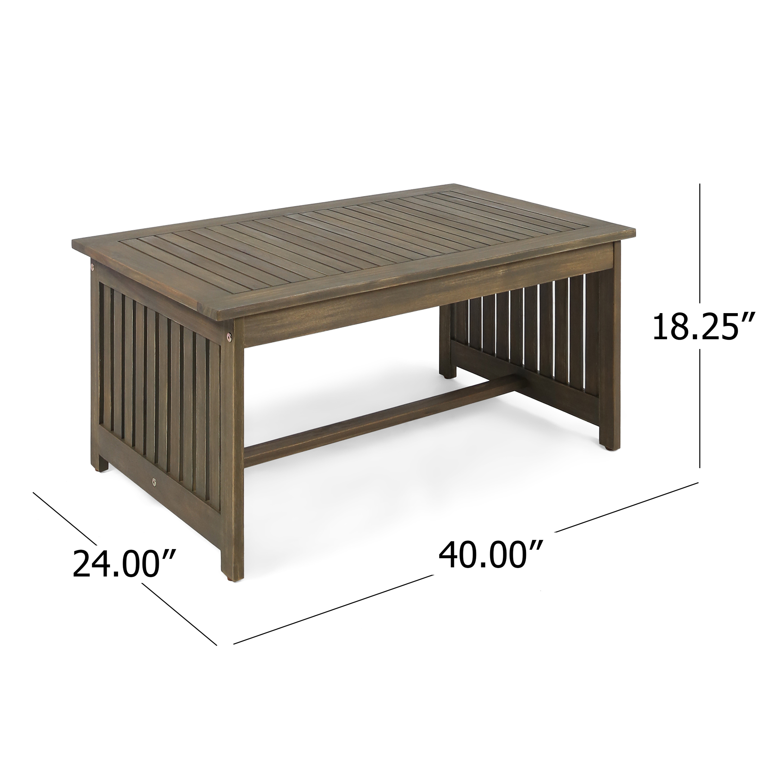 Brendon Outdoor Acacia Wood Coffee Table, Gray - Image 5