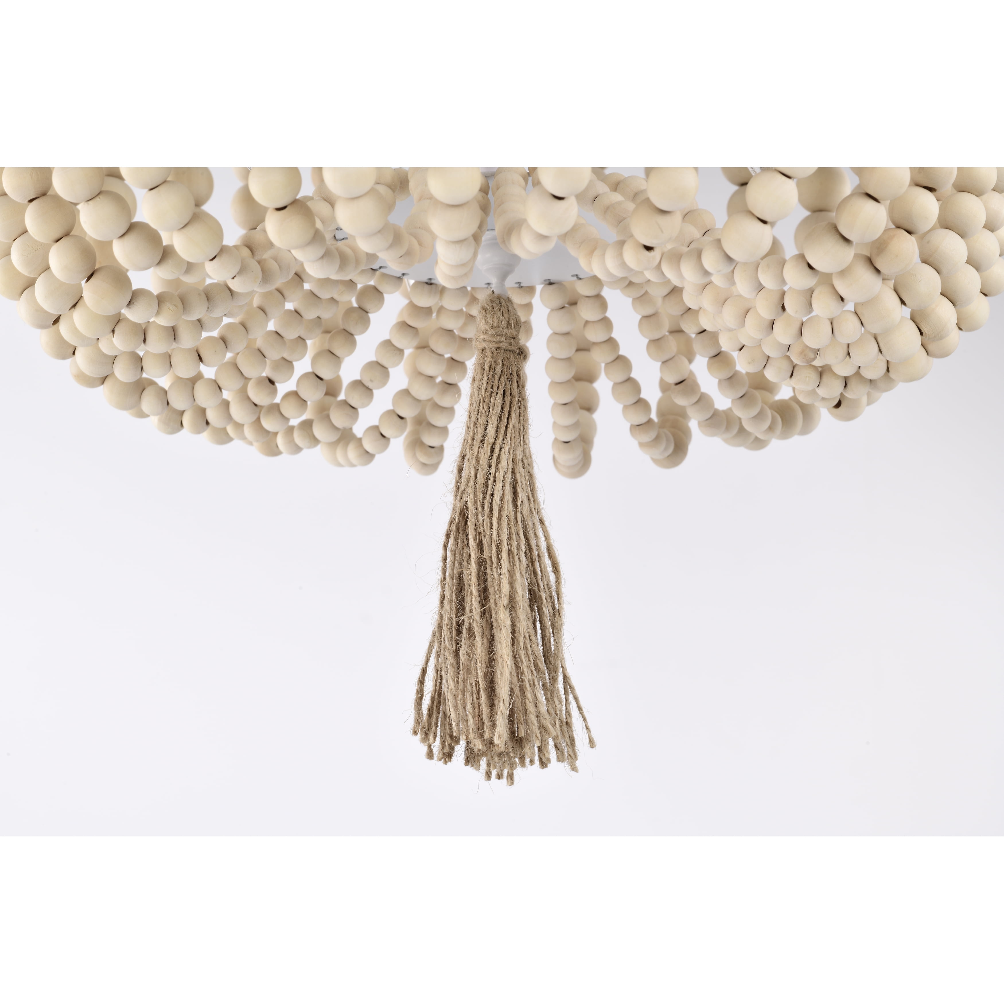 Wood Bead Chandelier Flush Mount Ceiling Light Fixture 3-Light Boho Light Fixtures Ceiling Farmhouse Chandeliers for Bedroom Dining Room - Image 5