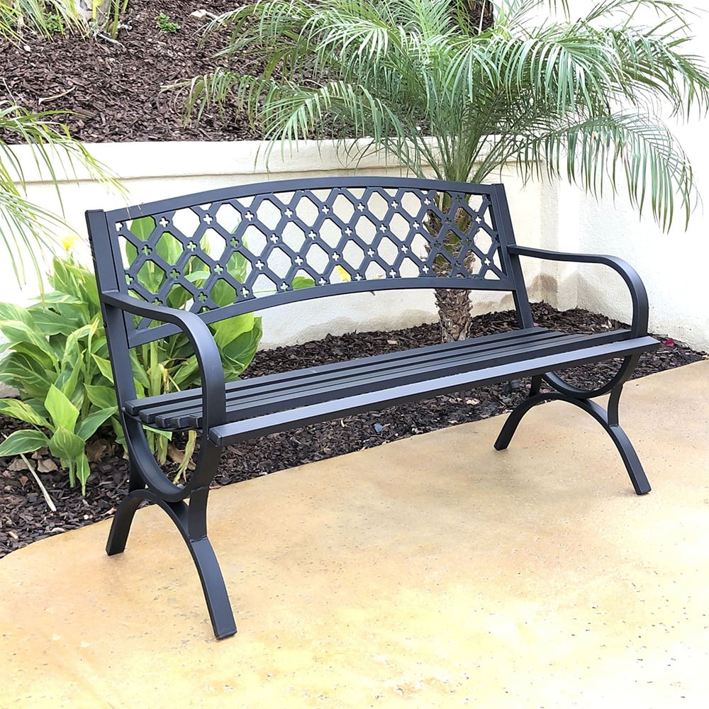 Abble High Back Outdoor Park Bench Garden Bench Patio Bench Porch Bench - Image 6