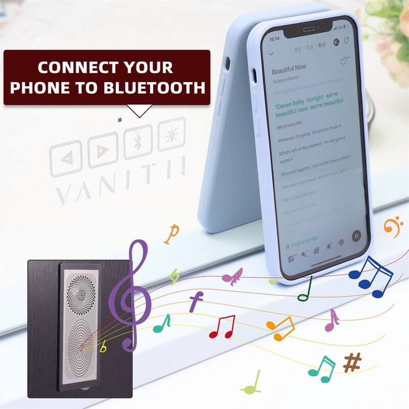 VANITII LLC VANITII Large Hollywood Vanity Makeup Mirror with 15 LED Bulbs 3 Color Lights Bluetooth Tabletop Wall Mount Metal White - Image 5