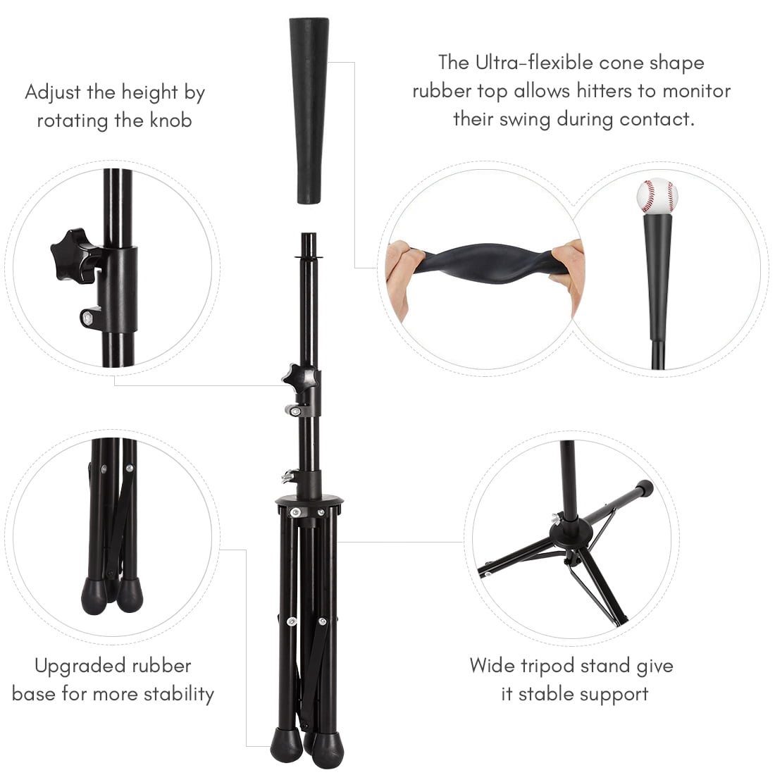 Zupapa 7 Ft. x7 Ft. DLX Baseball Protective Screens Softball Practice Net Tee Caddy 12 Pack Baseballs - Image 7