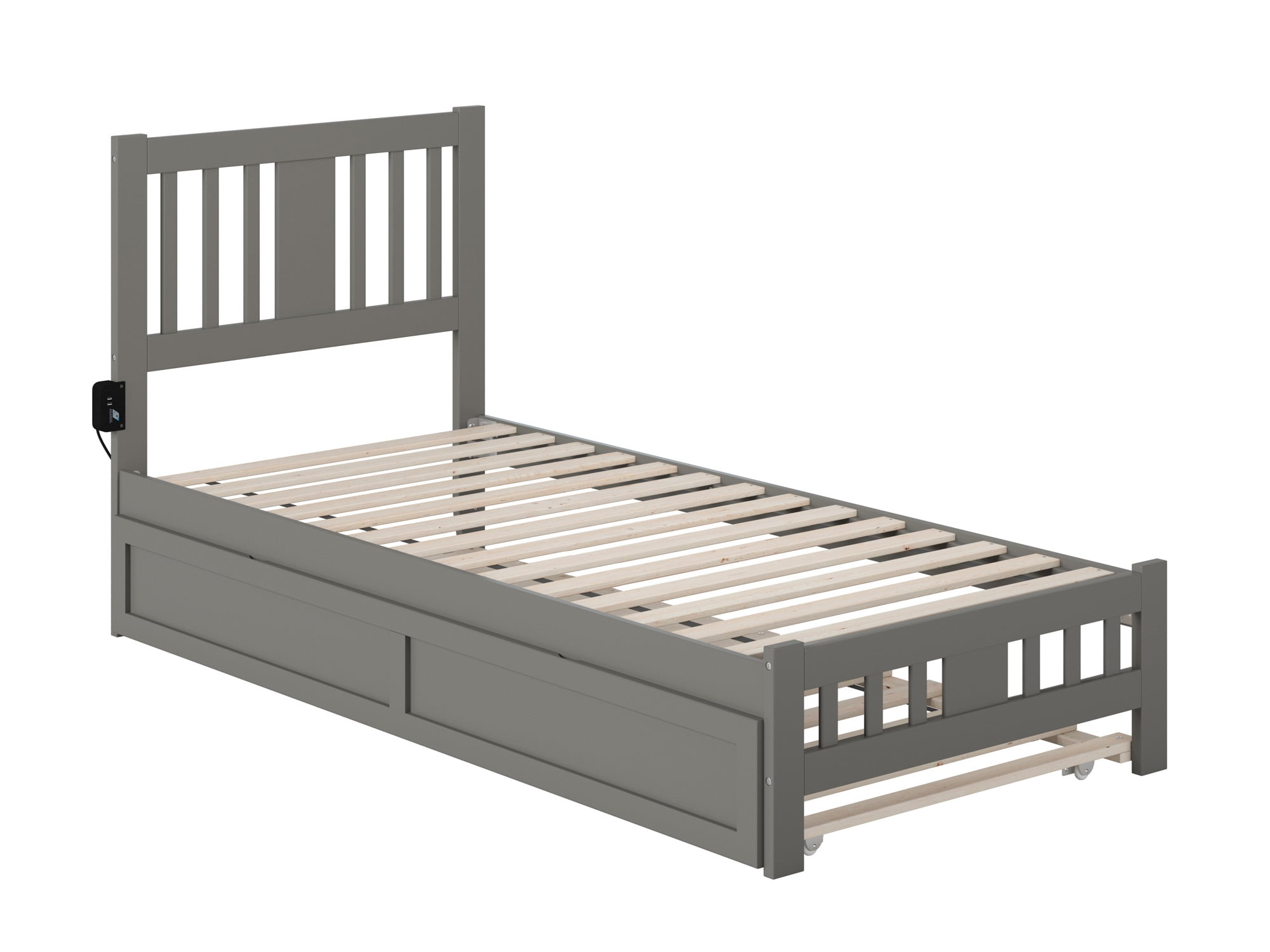 AFI Tahoe Twin-XL Wood Platform Bed with Headboard Footboard & Twin-XL Trundle, Grey - Image 5