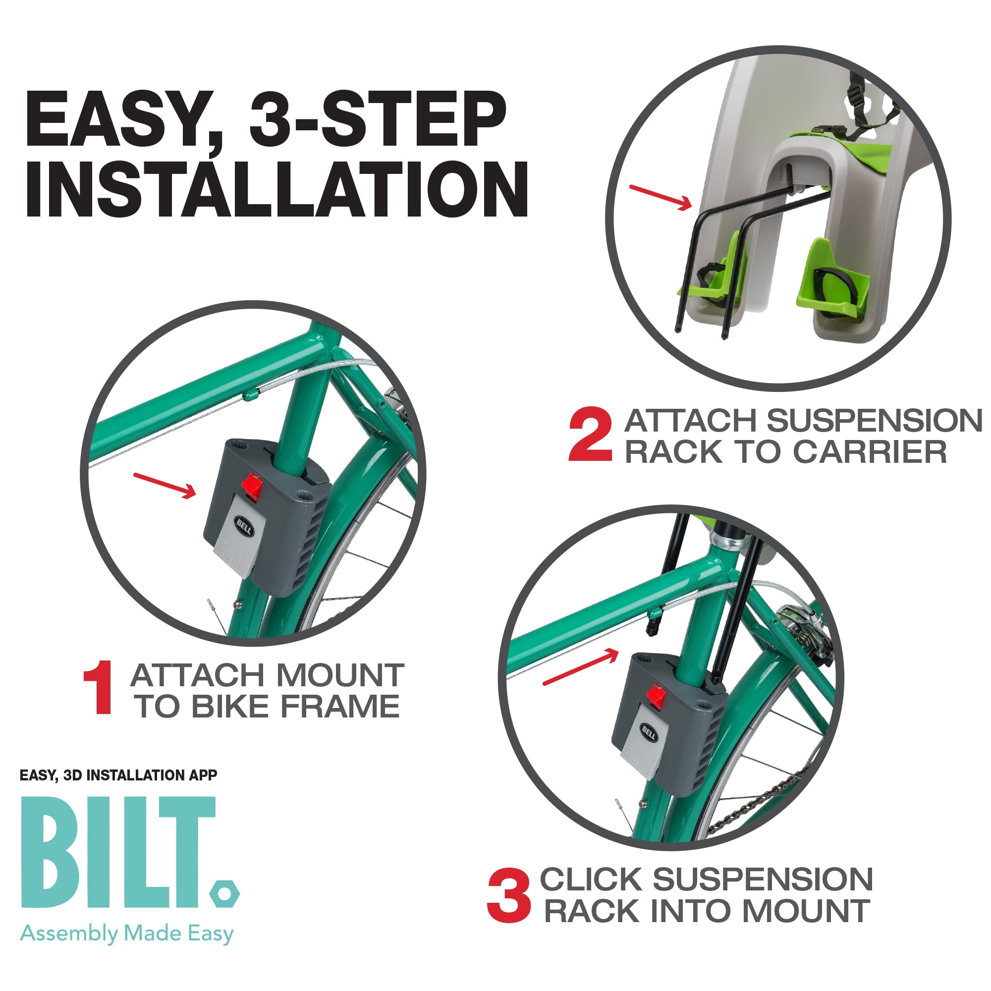 Bell Sports Adjustable Shell Rear Child Carrier Bicycle Seat, Gray - Image 4