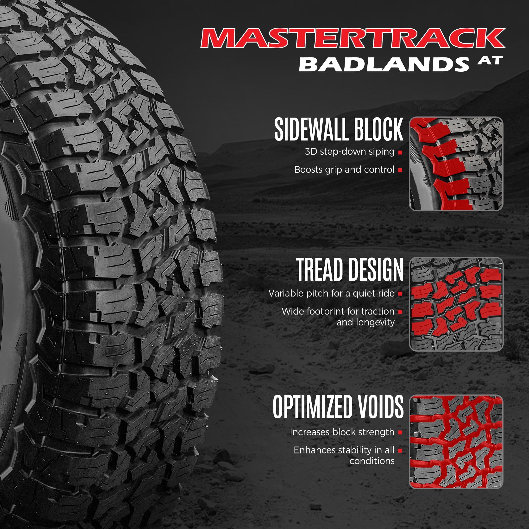 Mastertrack Badlands AT All Terrain LT285/75R16 10 Ply E 126S SUV Light Truck Tire 285/75/16(Tire Only) - Image 5
