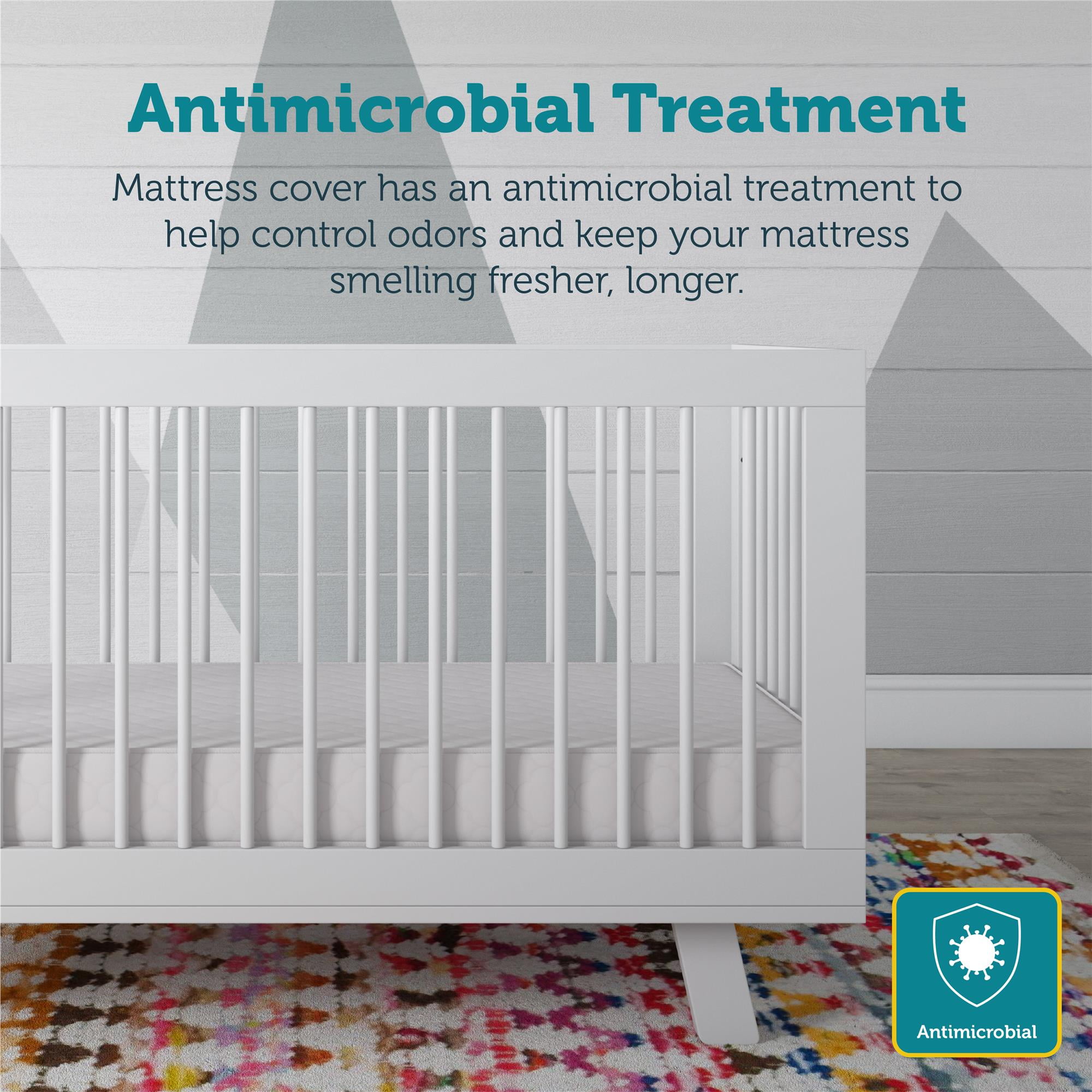 Safety 1st Grow with Me 5" Dual Sided 2-in-1 Antimicrobial Crib & Toddler Mattress, White Cloud - Image 14