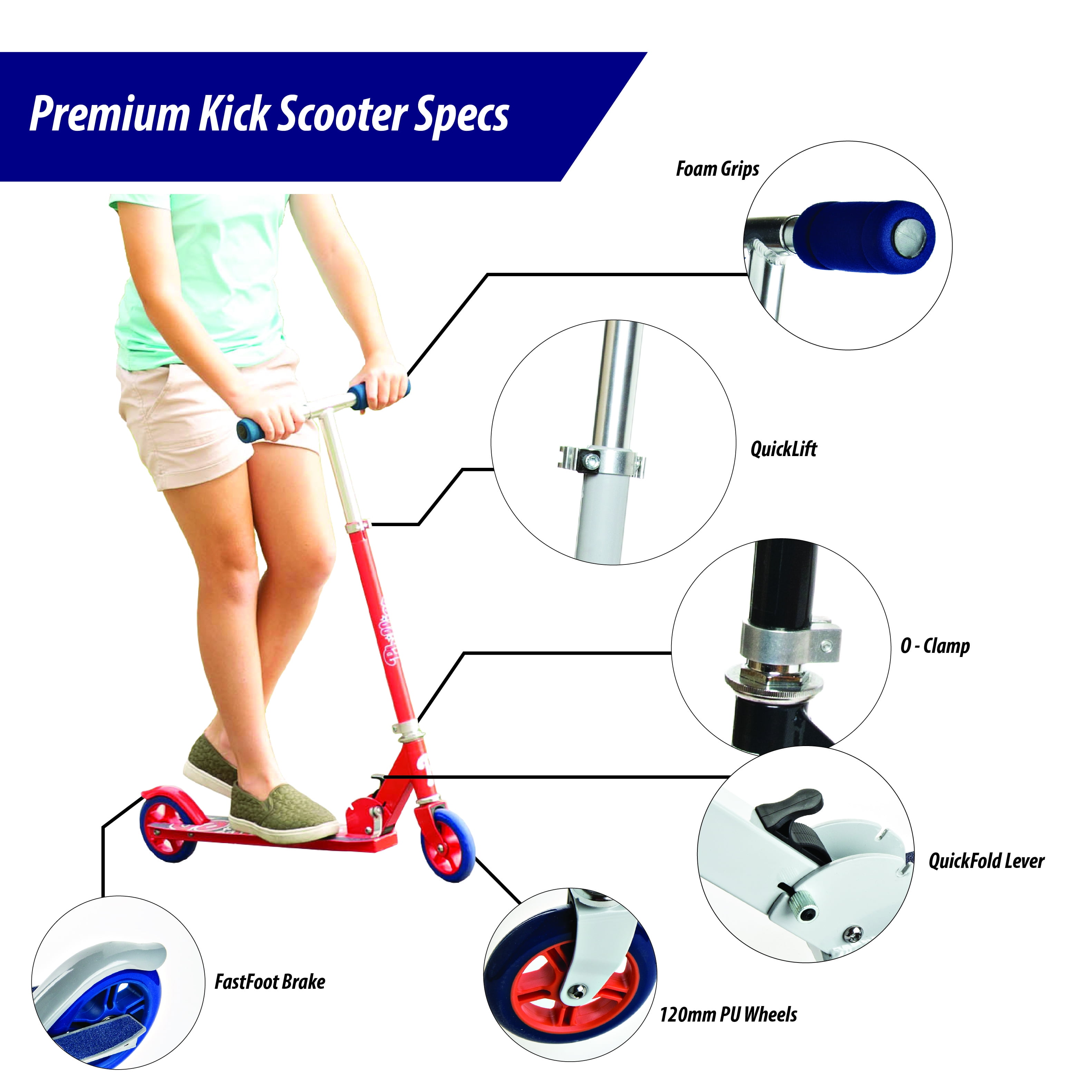 NHL Chicago Blackhawks Folding Kick Scooter for Kids Ages 5 and Up by Walk-Onz Sports - Image 6