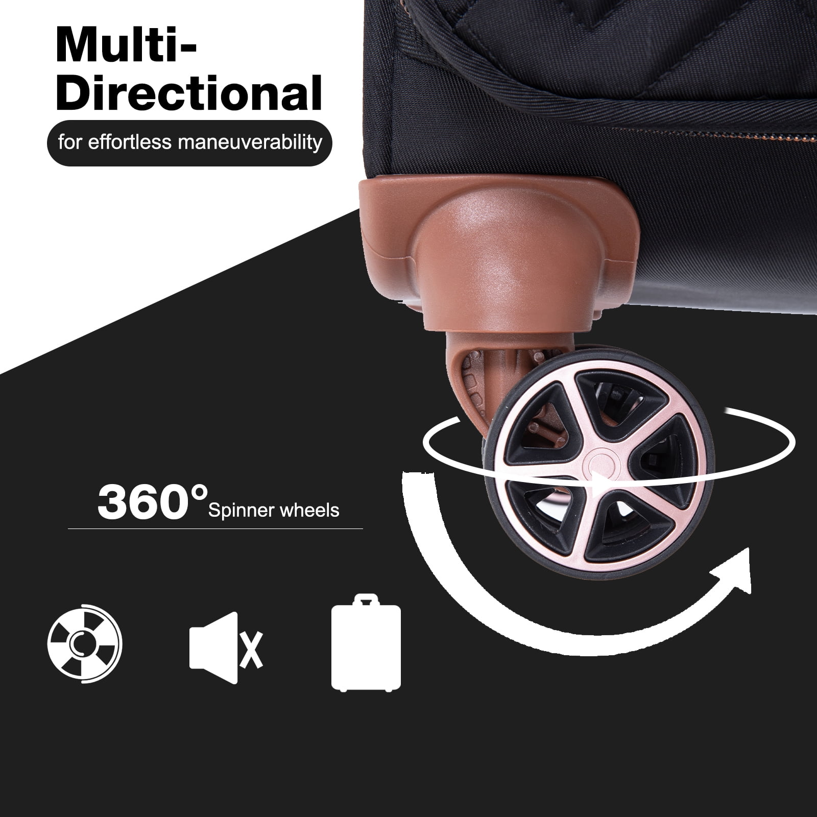 Travelhouse 3 Piece Luggage Set Softside Expandable Lightweight Suitcase with Spinner Wheels.(Black) - Image 4