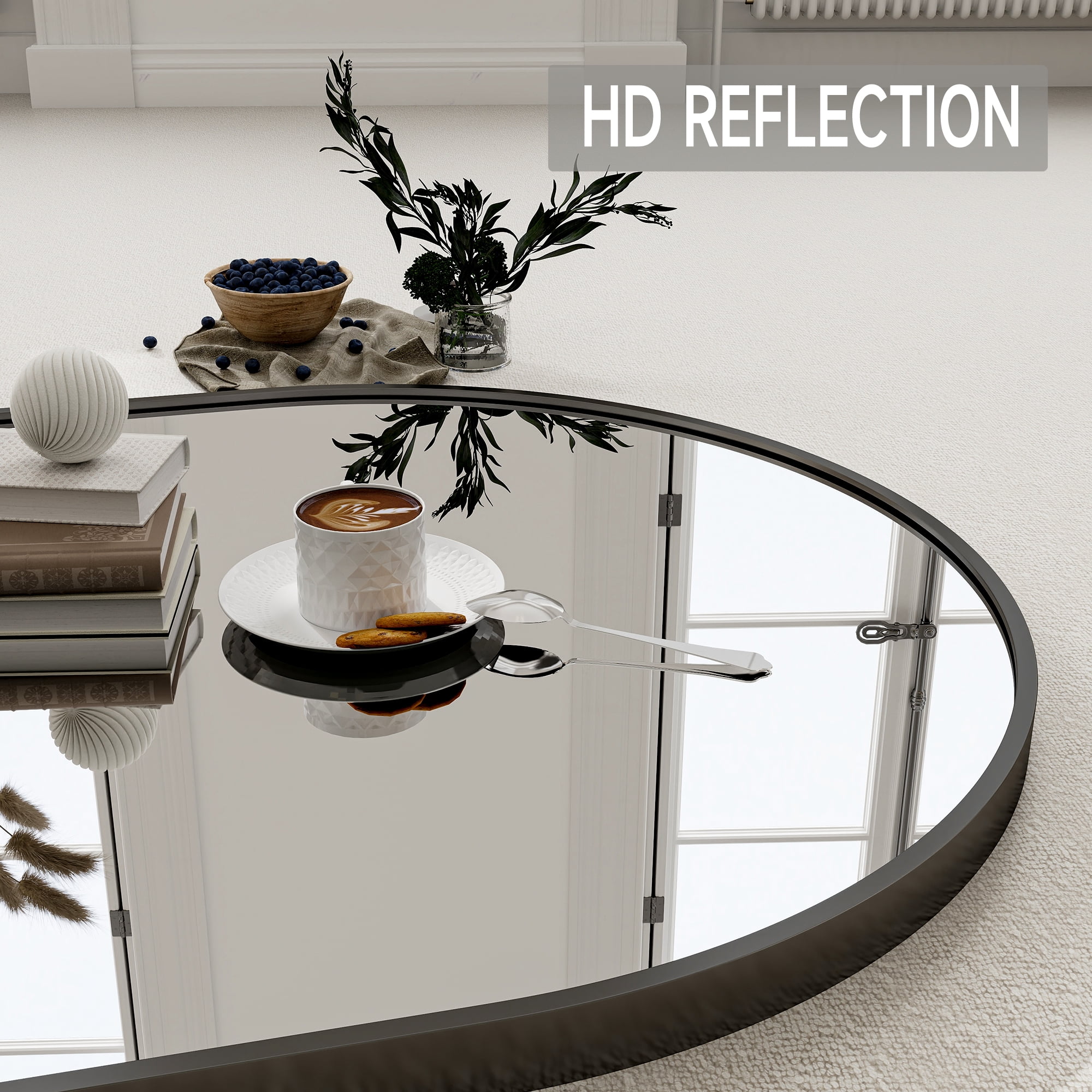 Anyrose 24"x65" Full Length Mirror with Arch-Top Standing Mirror Wall Mounted, Black - Image 3