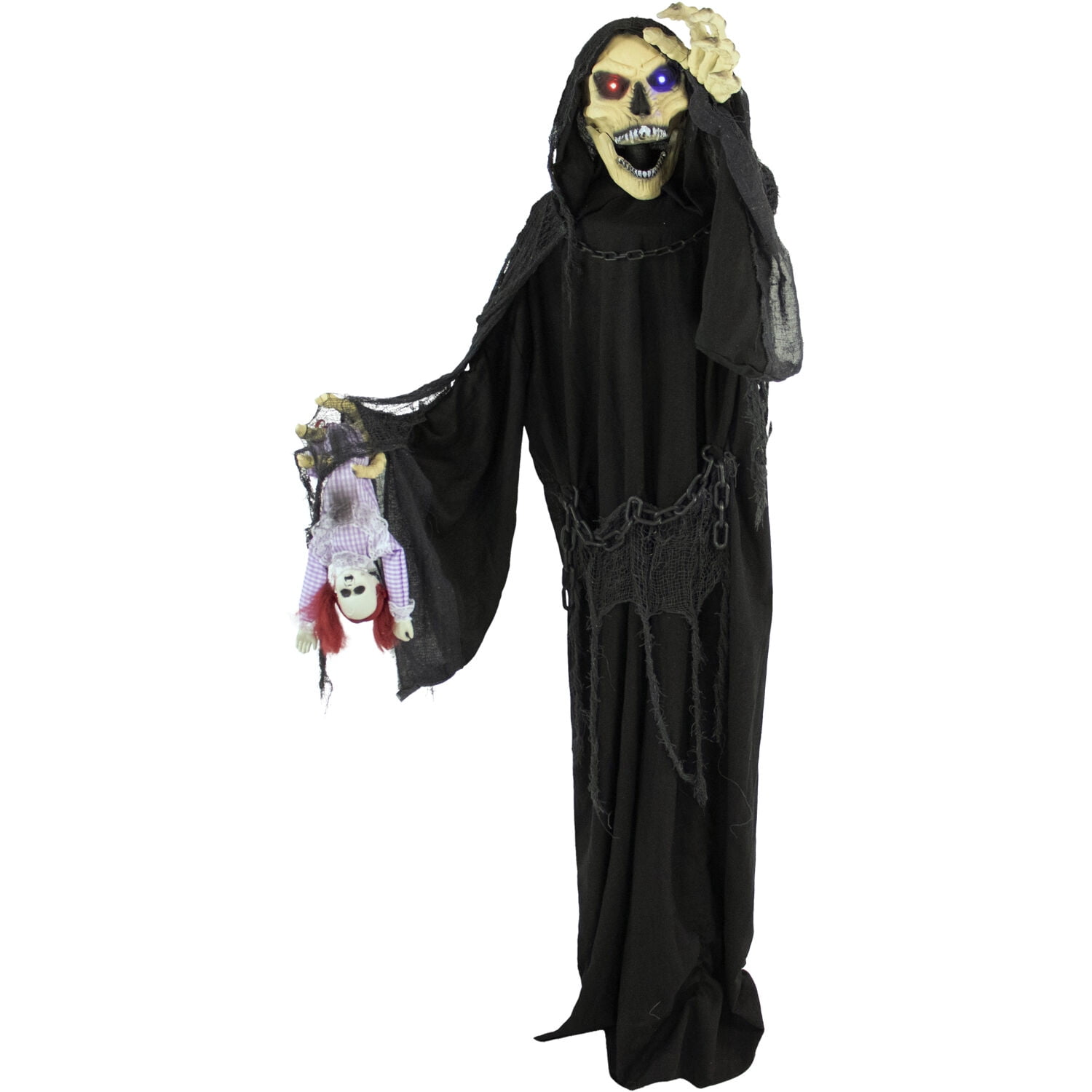 Haunted Hill Farm Life-Size 5.7 ft Animatronic Reaper, Indoor/Outdoor Halloween Decoration, Flashing Colorful Eyes, Poseable, Battery-Operated, HHRPR-6FLSA - Image 13