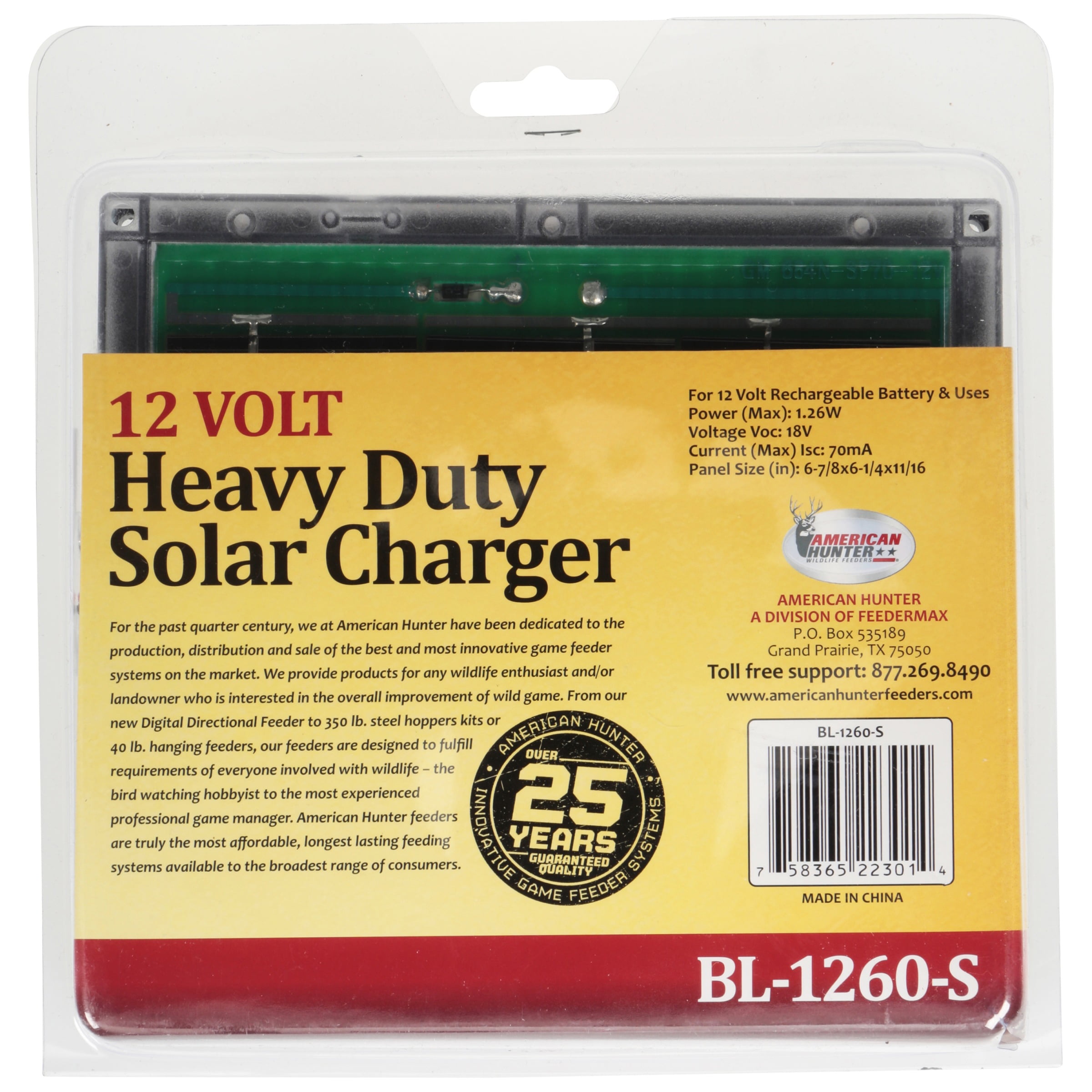 AMERICAN HUNTER 12V Solar Charger | Universal Versatile Durable Weather Resistant Battery Charger with Alligator Clips - Image 3