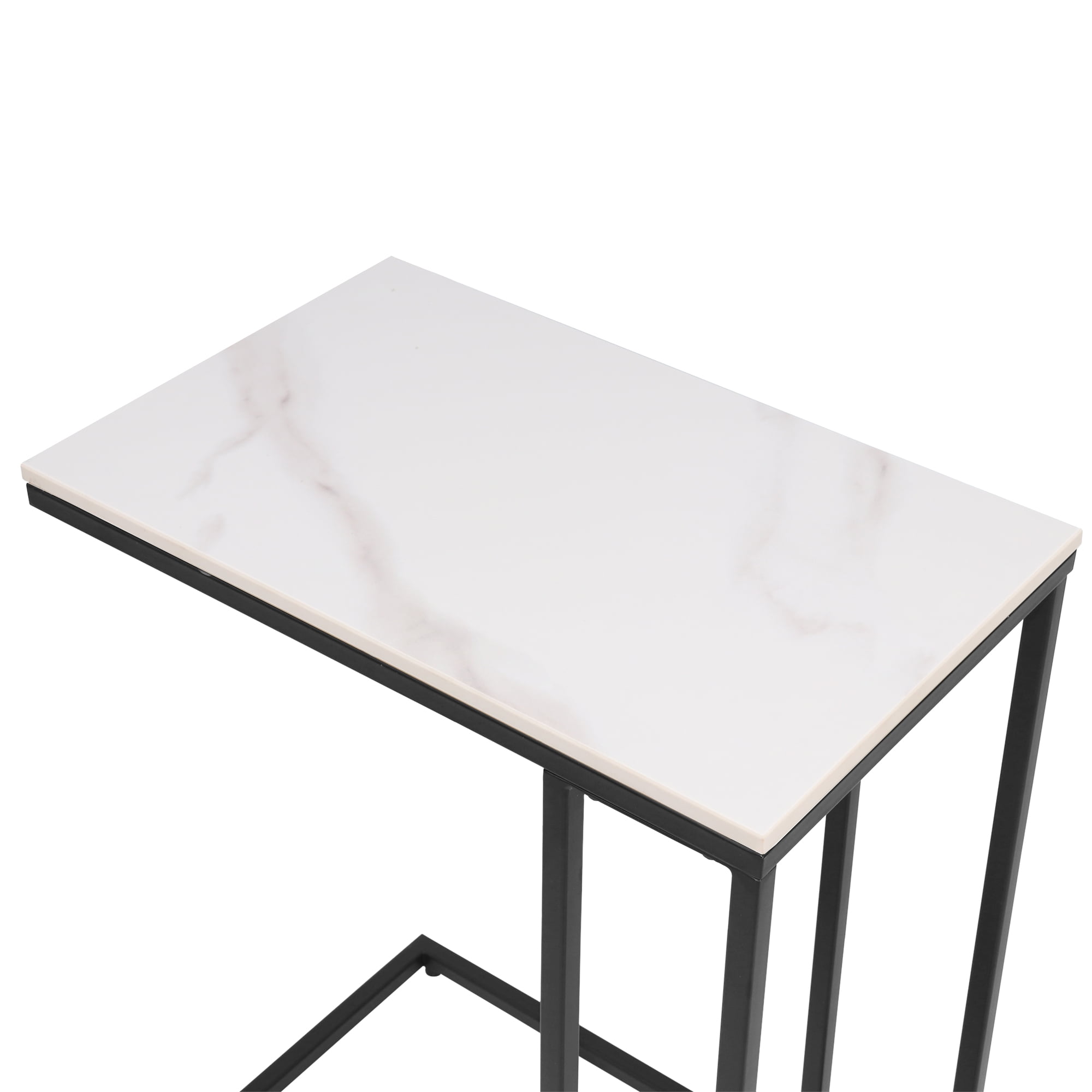 Abble Rectangular Sintered Stone White Marble Top C Table - Image 3