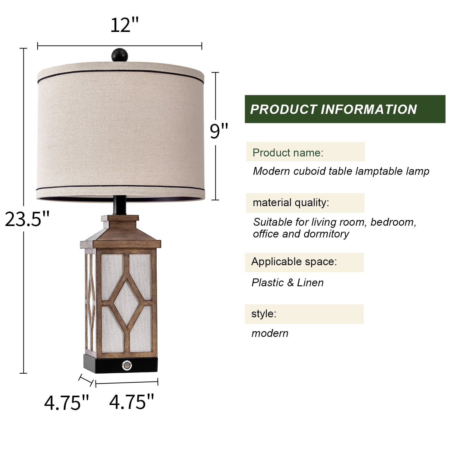 Yokila 23.5'' Touch Control Table Lamp Set of 2 with USB Ports 3-Way Dimmable Farmhouse Plastic Bedside Nightstand Lamps for Living Room Bedroom(2 Bulbs Included) - Image 8