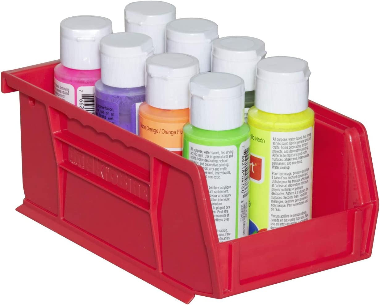 Akro-Mils Stackable Storage Bins, AkroBins Stacking Organizer, 7"x4"x3", Red, 24-Pack - Image 12