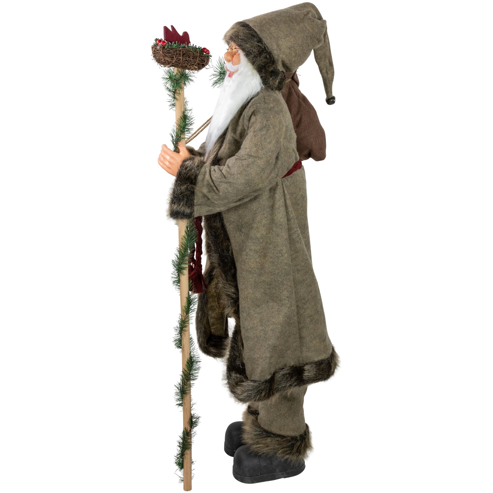 Northlight 51"" Standing Santa Claus with Gift Bag Christmas Figurine - Olive Green and Burgundy Re - Image 4