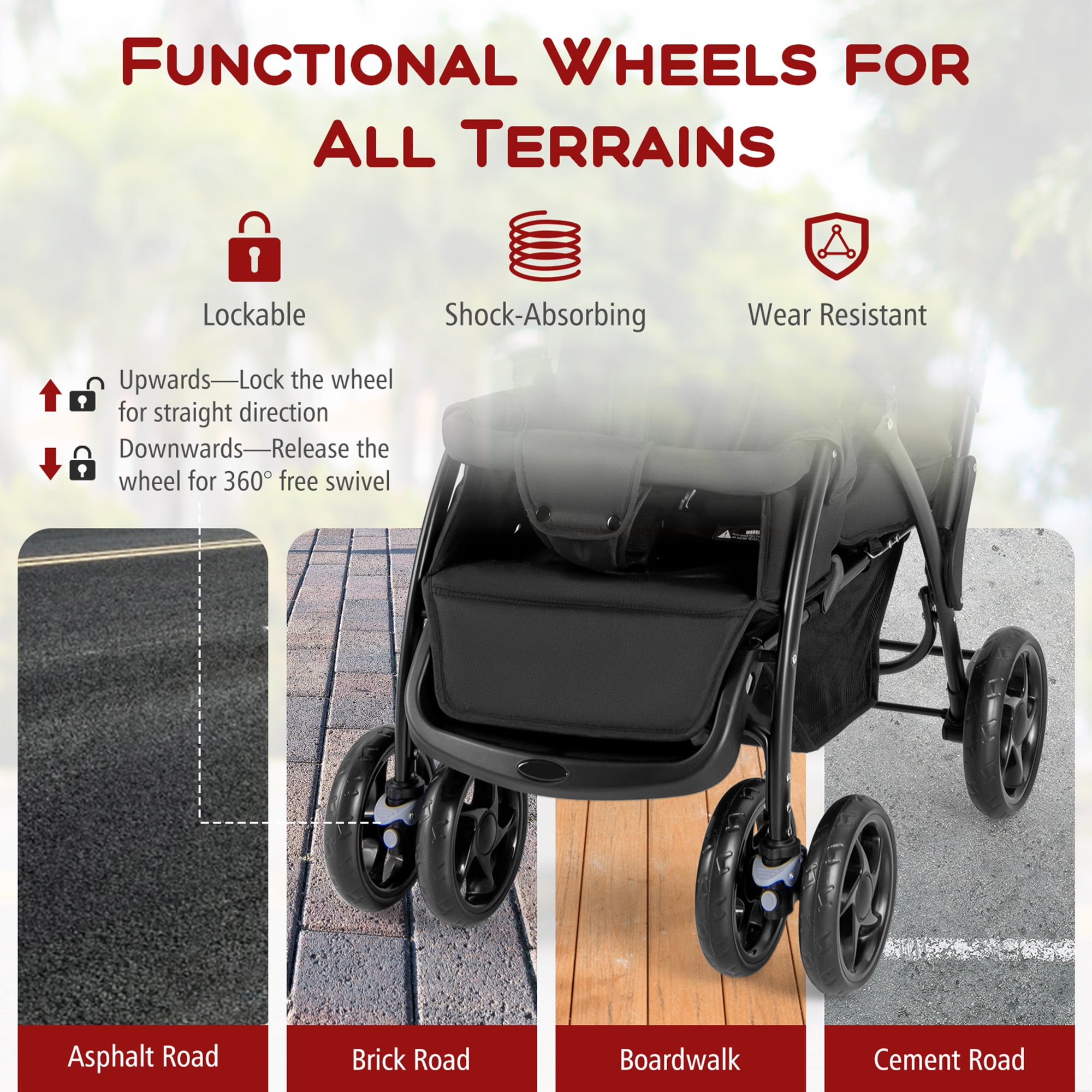 Costway Double Stroller Foldable Baby Twin Lightweight Travel Stroller Infant Pushchair Black - Image 4