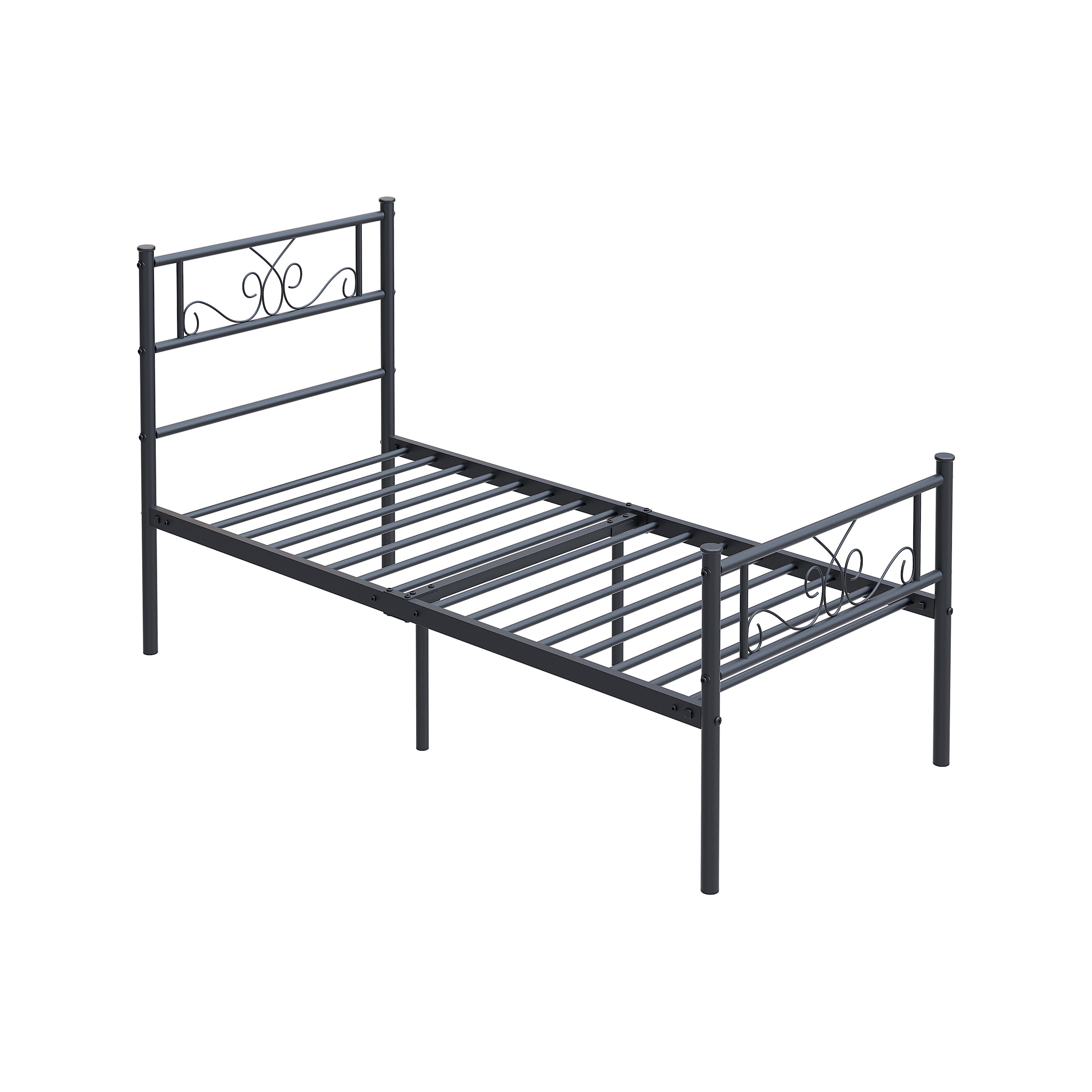 Yoneston Twin Size Metal Platform Bed Frame with Headboard for Kids and Teens Bedroom Furniture, Black - Image 3