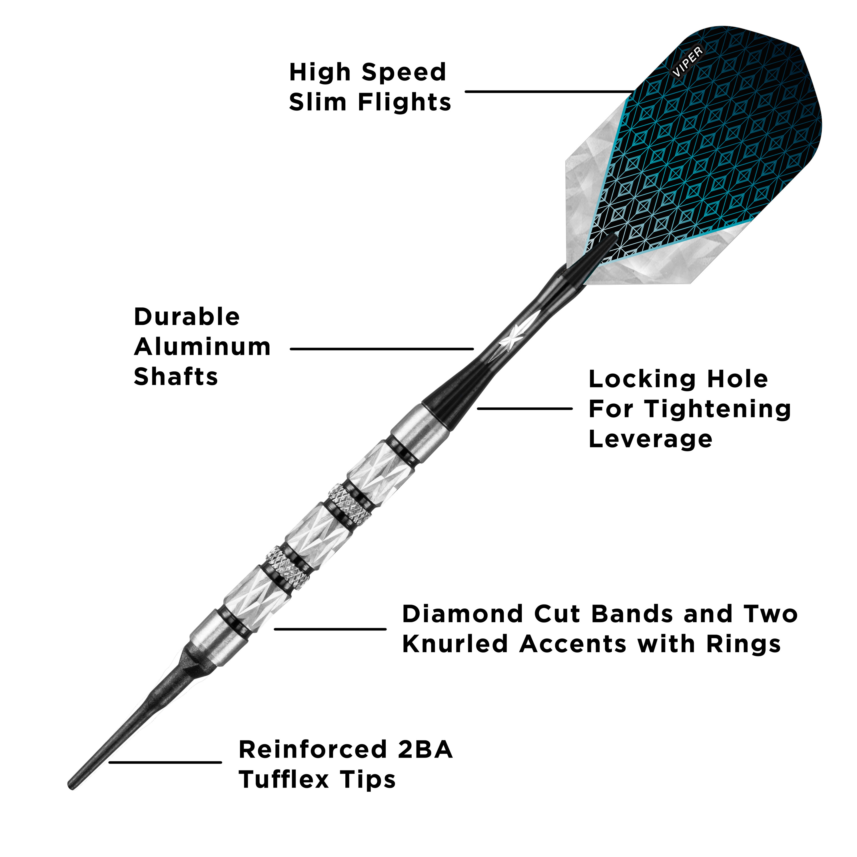 Viper Diamond 90% Tungsten Soft Tip Dart Set, Black, 16 Grams - Image 5
