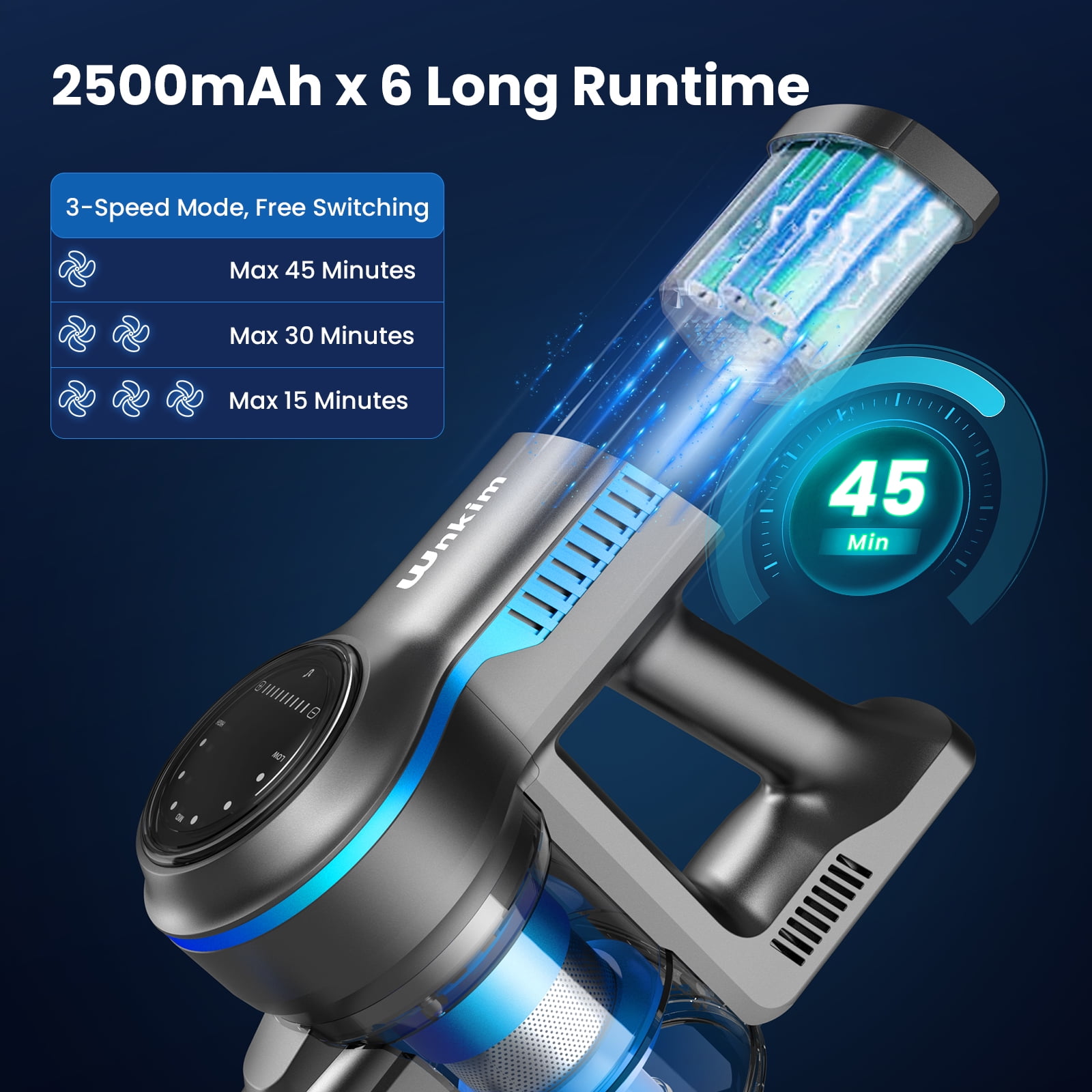 Wnkim Cordless Stick Vacuum Cleaner, 25Kpa, HEPA Wet/Dry Vacuum Cleaner for Hardwood Pet Hair Carpet - Image 6