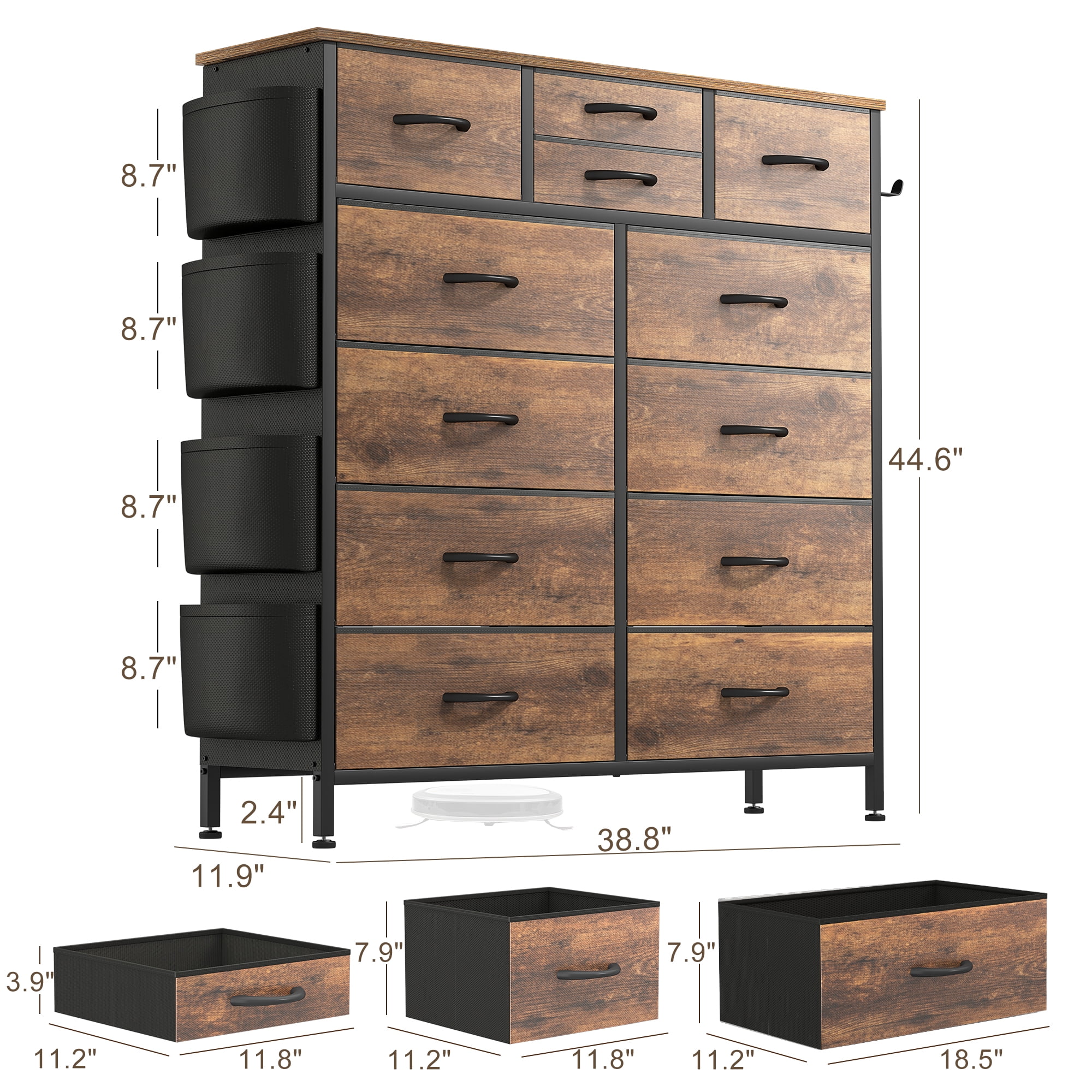Aowos 12 Drawer Fabric Dresser for Bedroom, Chest of Drawer Organizer Storage Cabinet for Closet, Entryway, Brown - Image 4