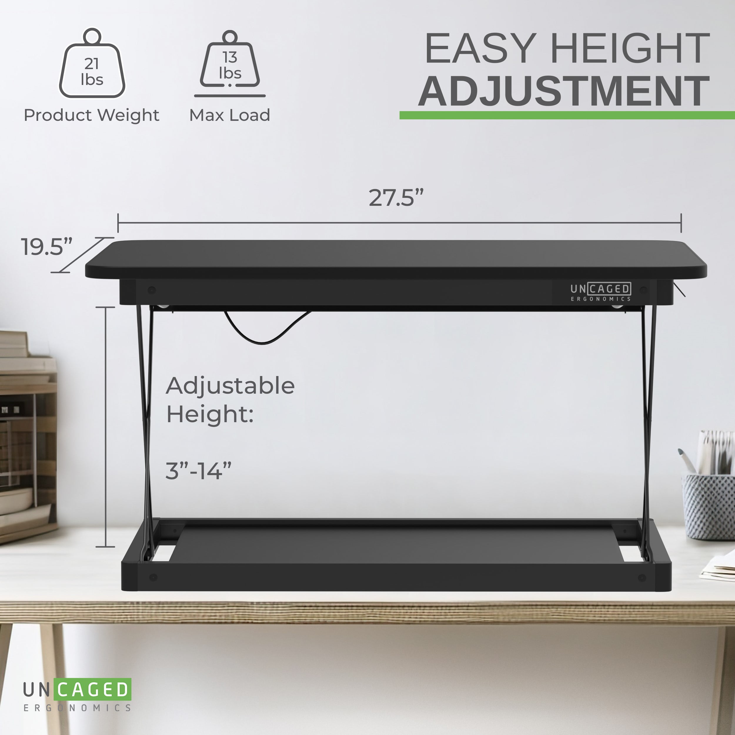 Mini Adjustable Standing Desk Converter – Portable Sit to Stand Desk Riser for Laptops and Monitors with 27.5"x19.5" Desktop Surface and 4 Height Settings - Image 8