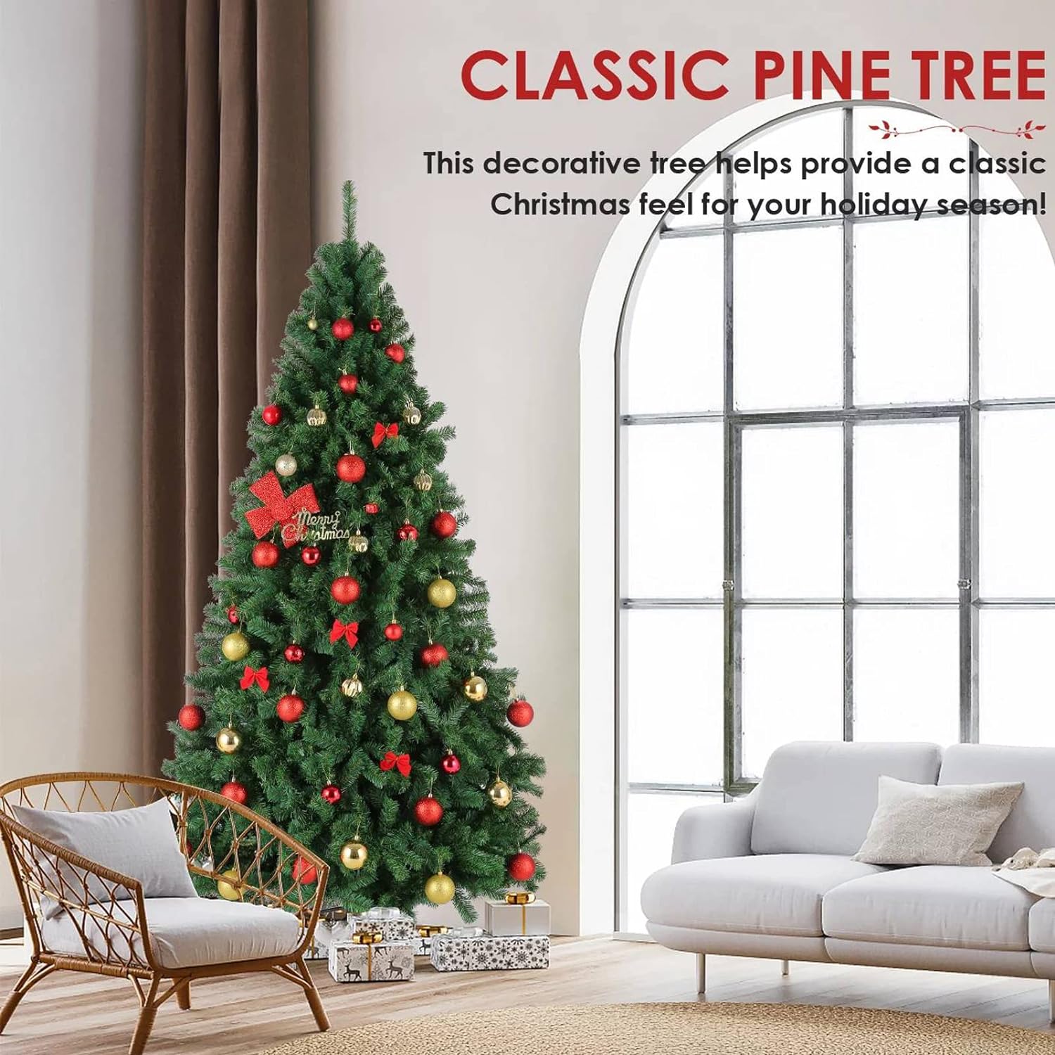 HONGGE 6ft Christmas Tree with 1000 Branch Tips Artificial Xmas Tree with Metal Hinges & Foldable Base Perfect for Indoor and Outdoor Holiday Decoration (6ft) - Image 9