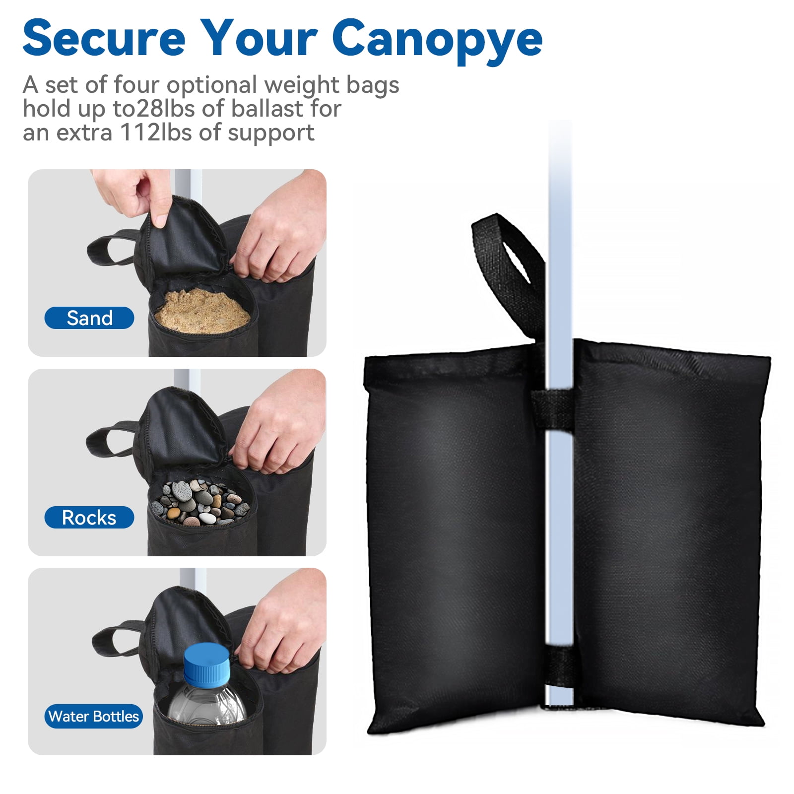 VECUKTY 10 x 10ft Pop up Canopy Tent with Sidewalls, Wheeled Bag, Shelter for Outdoor Shade, White - Image 7