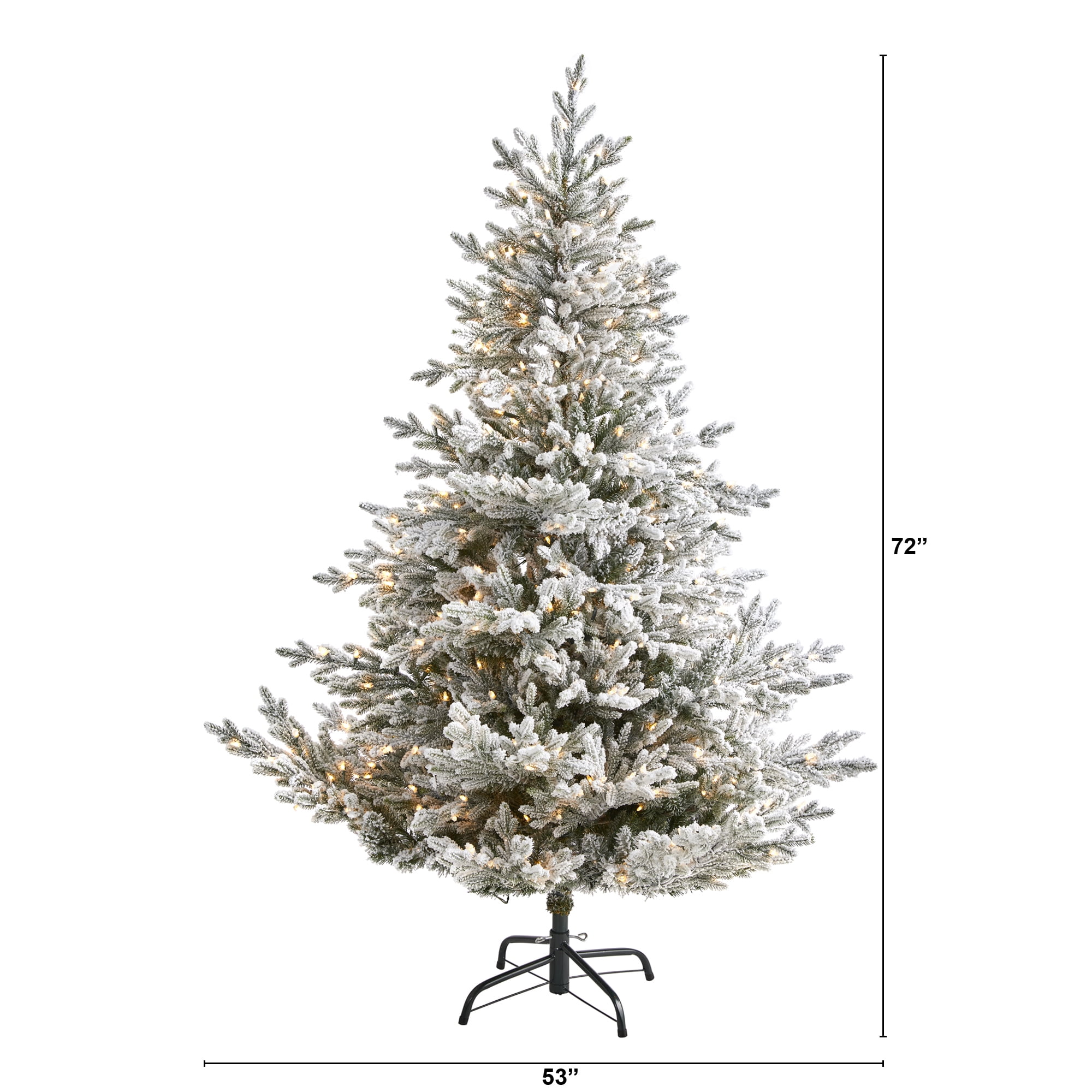 Nearly Natural 6' Green Fraser Fir Flocked Artificial Christmas Tree Prelit 500 Warm White Lights - Image 4