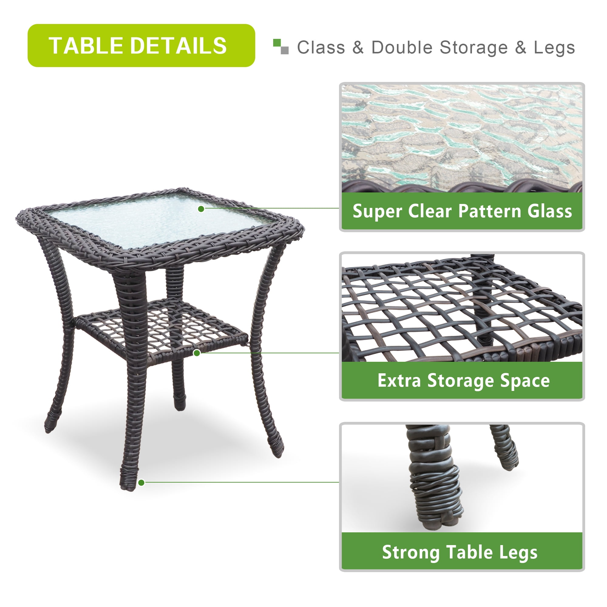 ATR ART TO REAL Outdoor Rocker Chair Bistro Set with Cushions, Khaki - Image 5